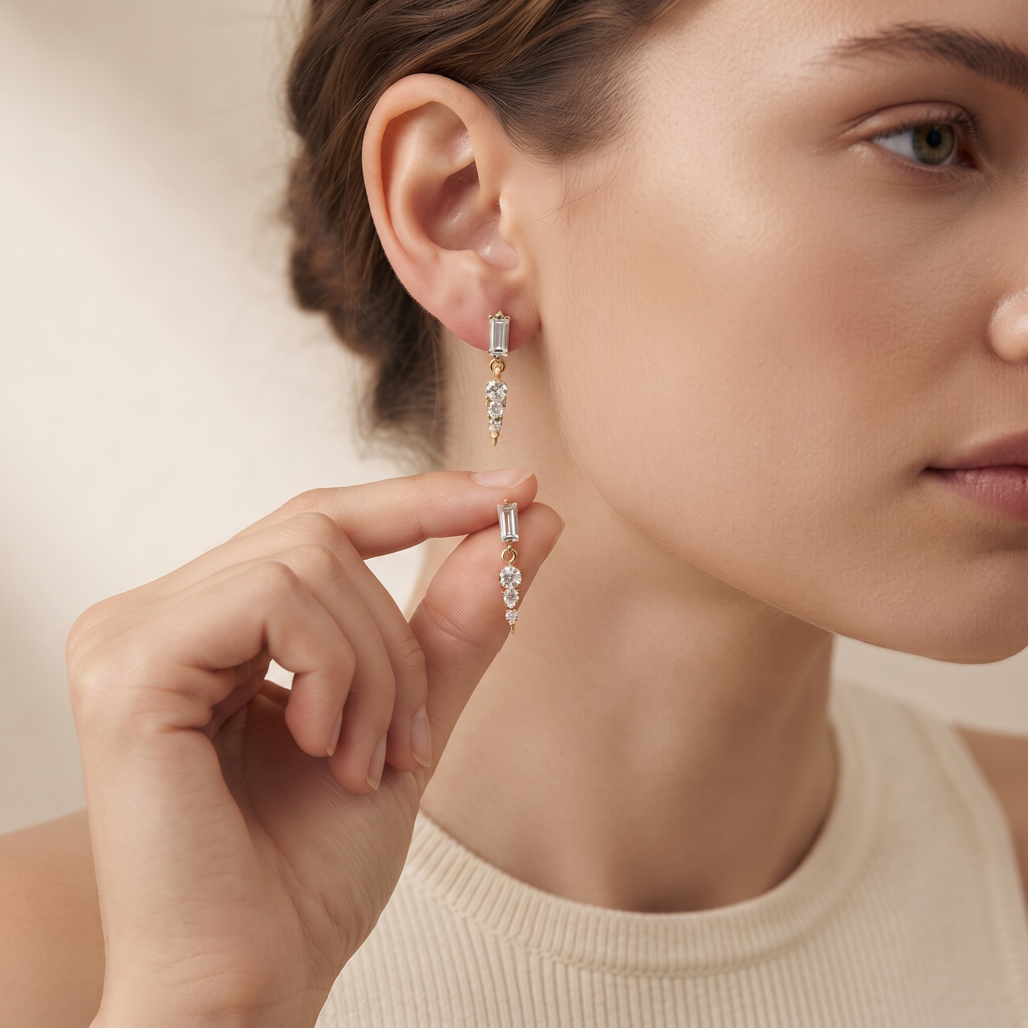 Emerald Bar Drop Earrings