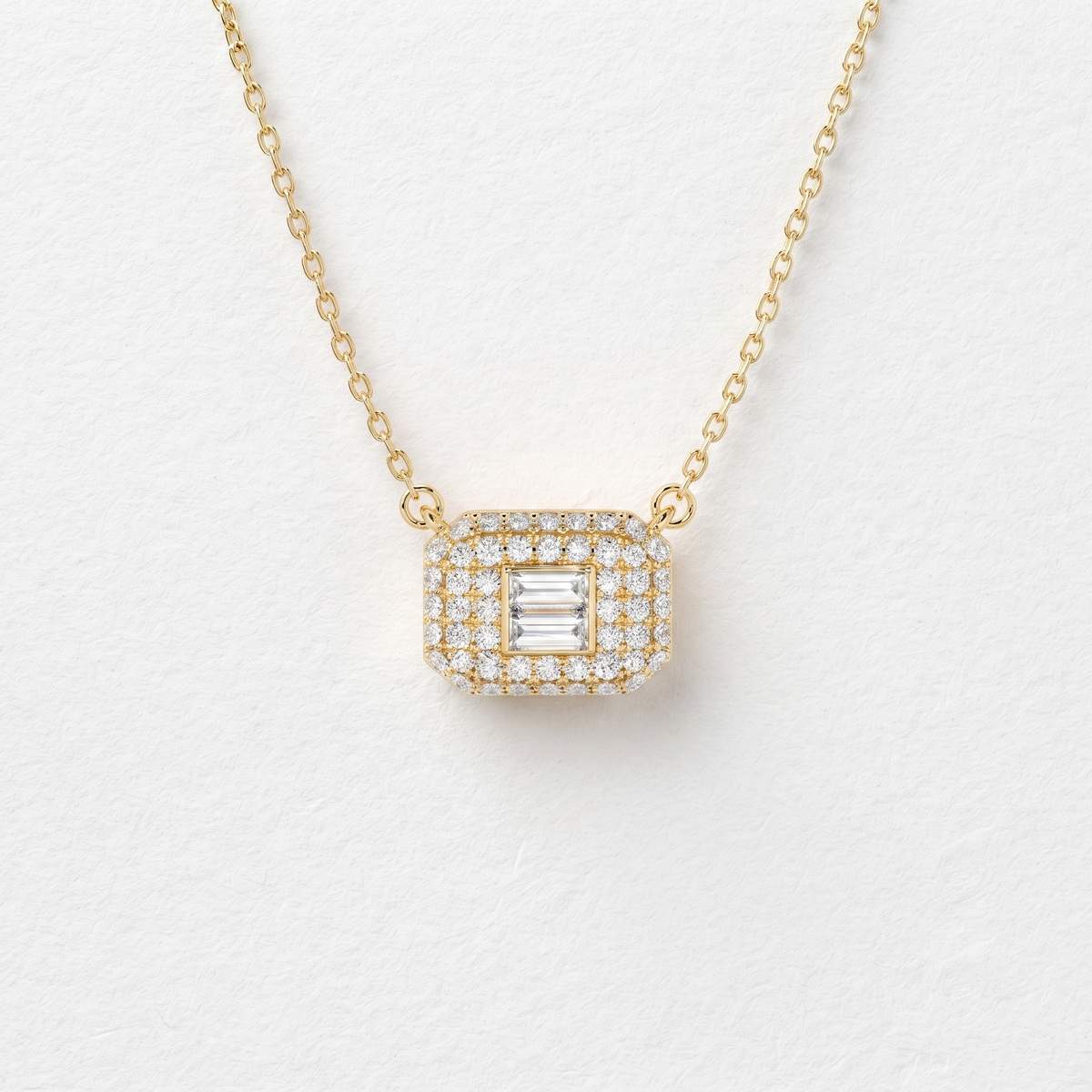 Rectangular Baguette Diamond Halo Pendant