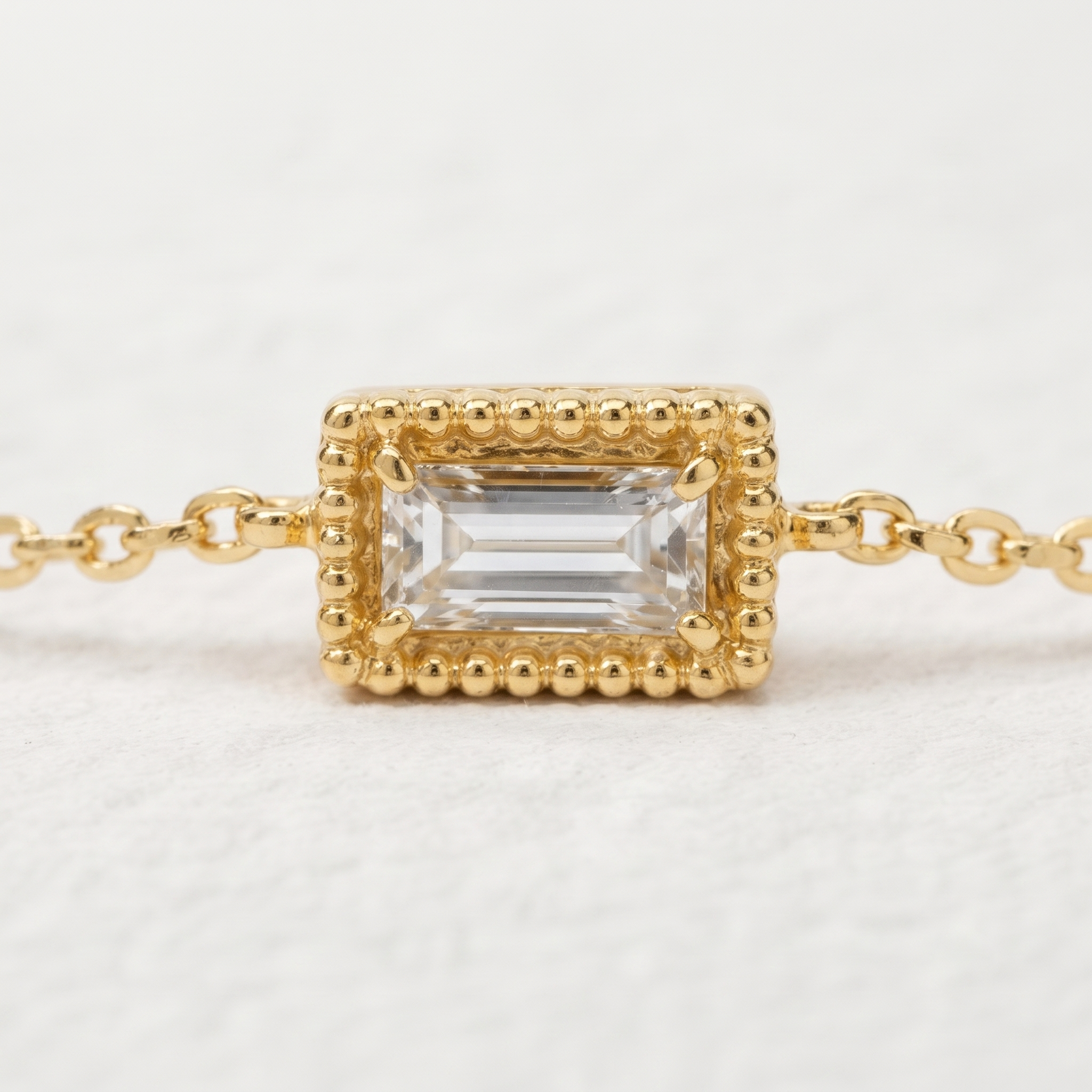 Emerald Cut Diamond Chain Bracelet