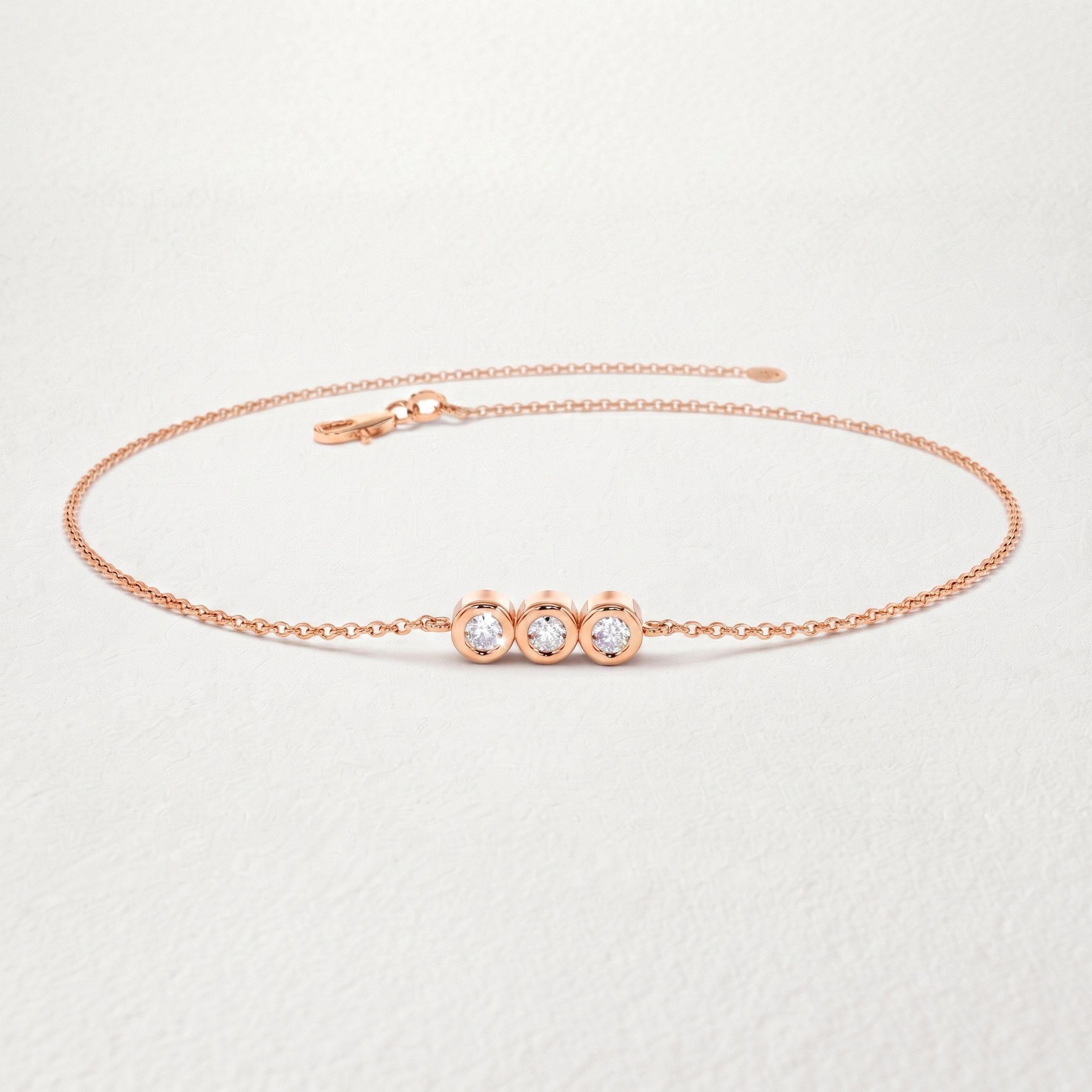 Three Stone Round Diamond Bracelet