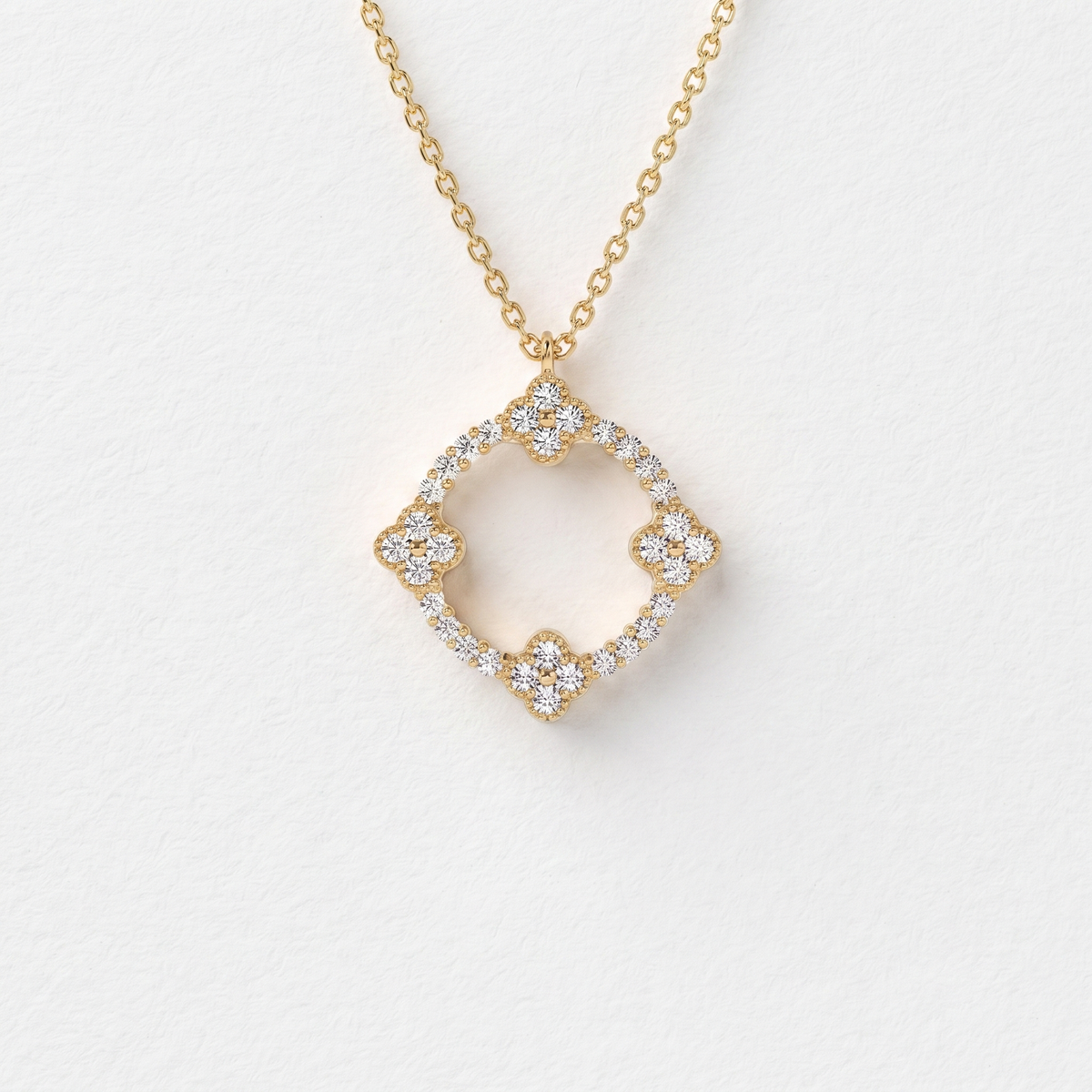 Open Frame Cushion Diamond Pendant