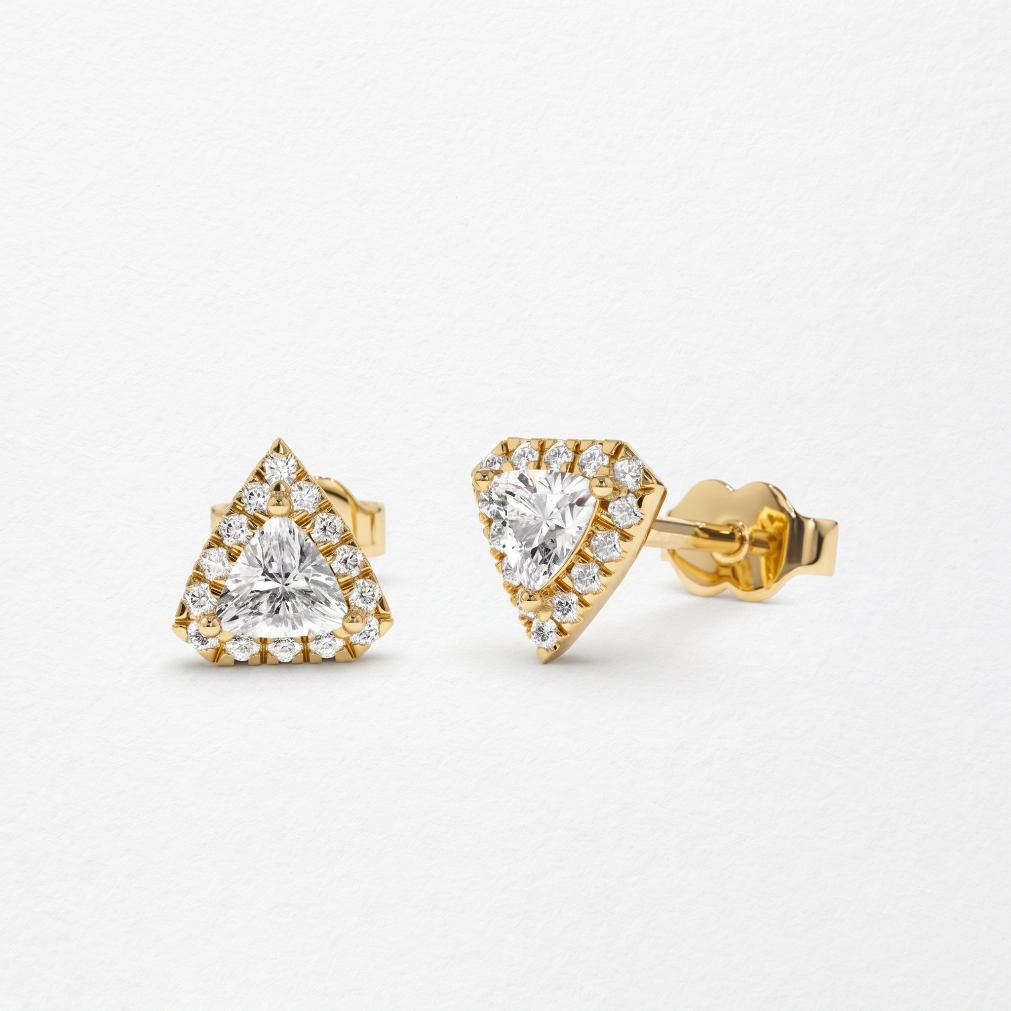 Triangular Floral Diamond Stud Earrings