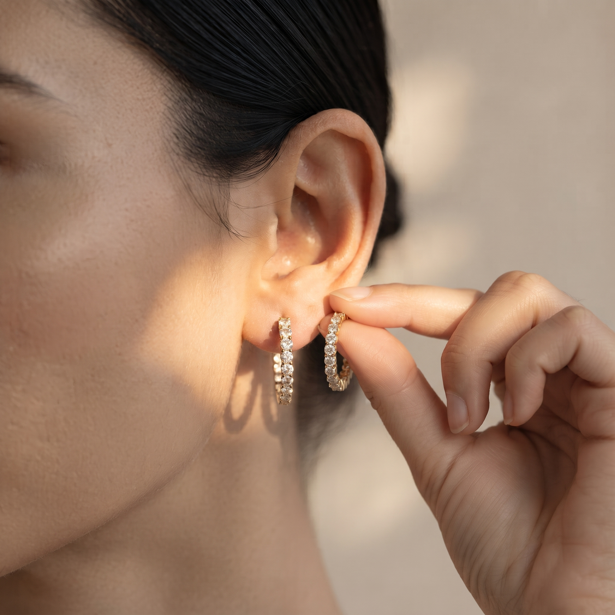 Graduated Diamond Hoop Earrings