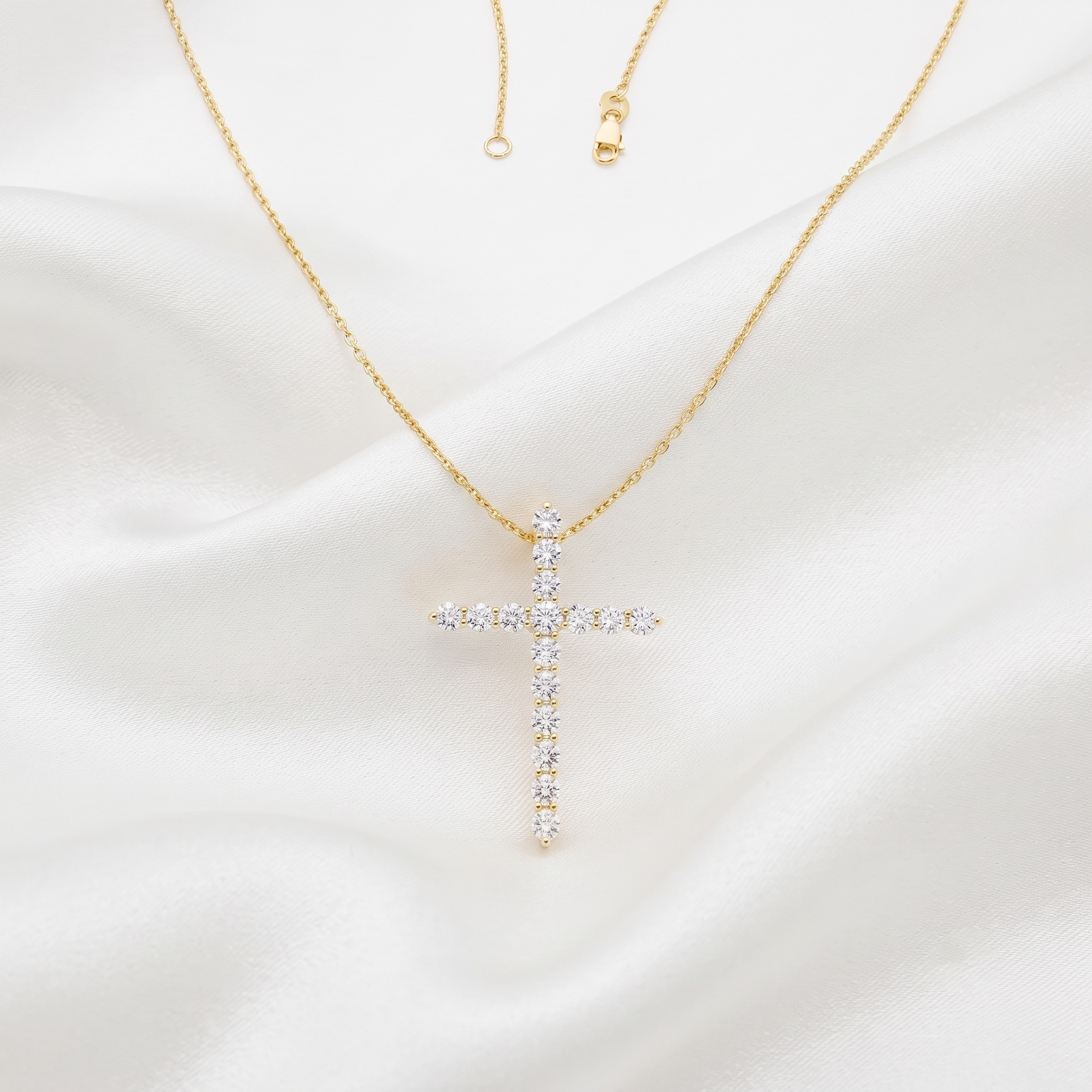 Cascading Cross Diamond Pendant Necklace