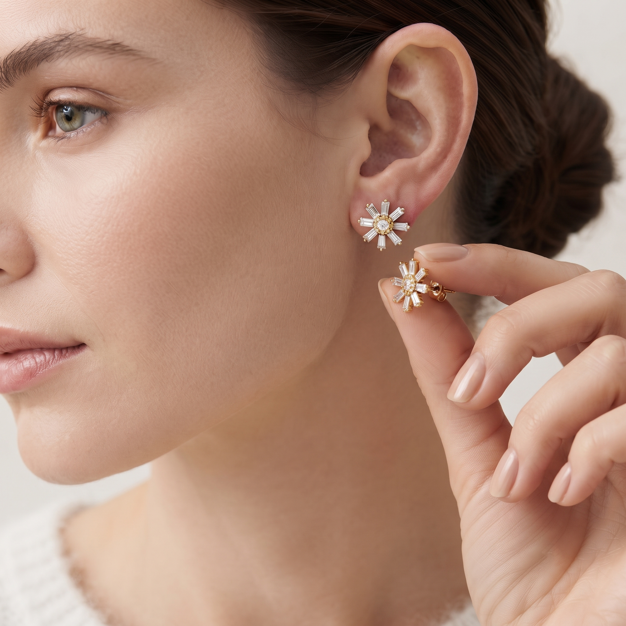 Radiant Starburst Diamond Stud Earrings