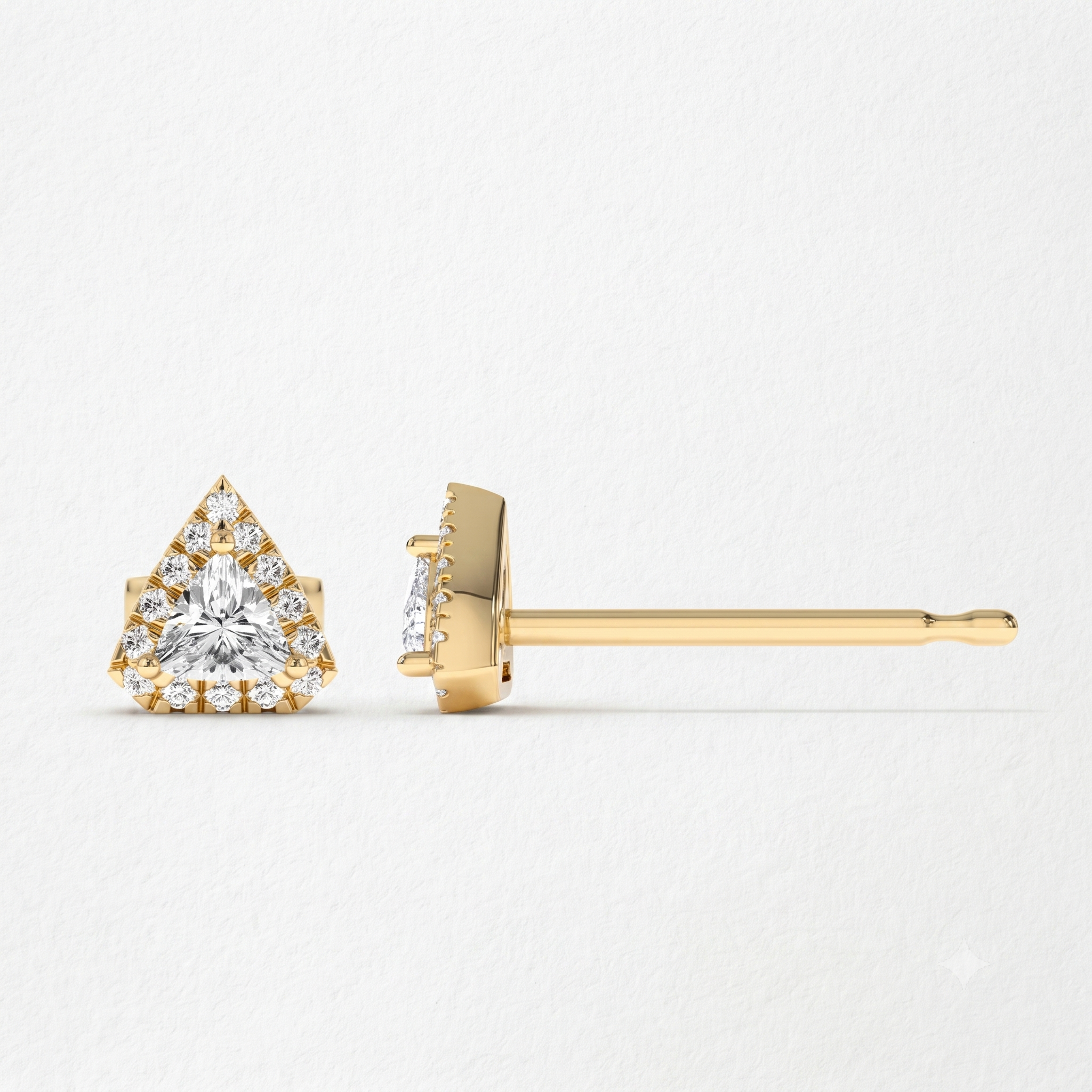 Triangular Floral Diamond Stud Earrings