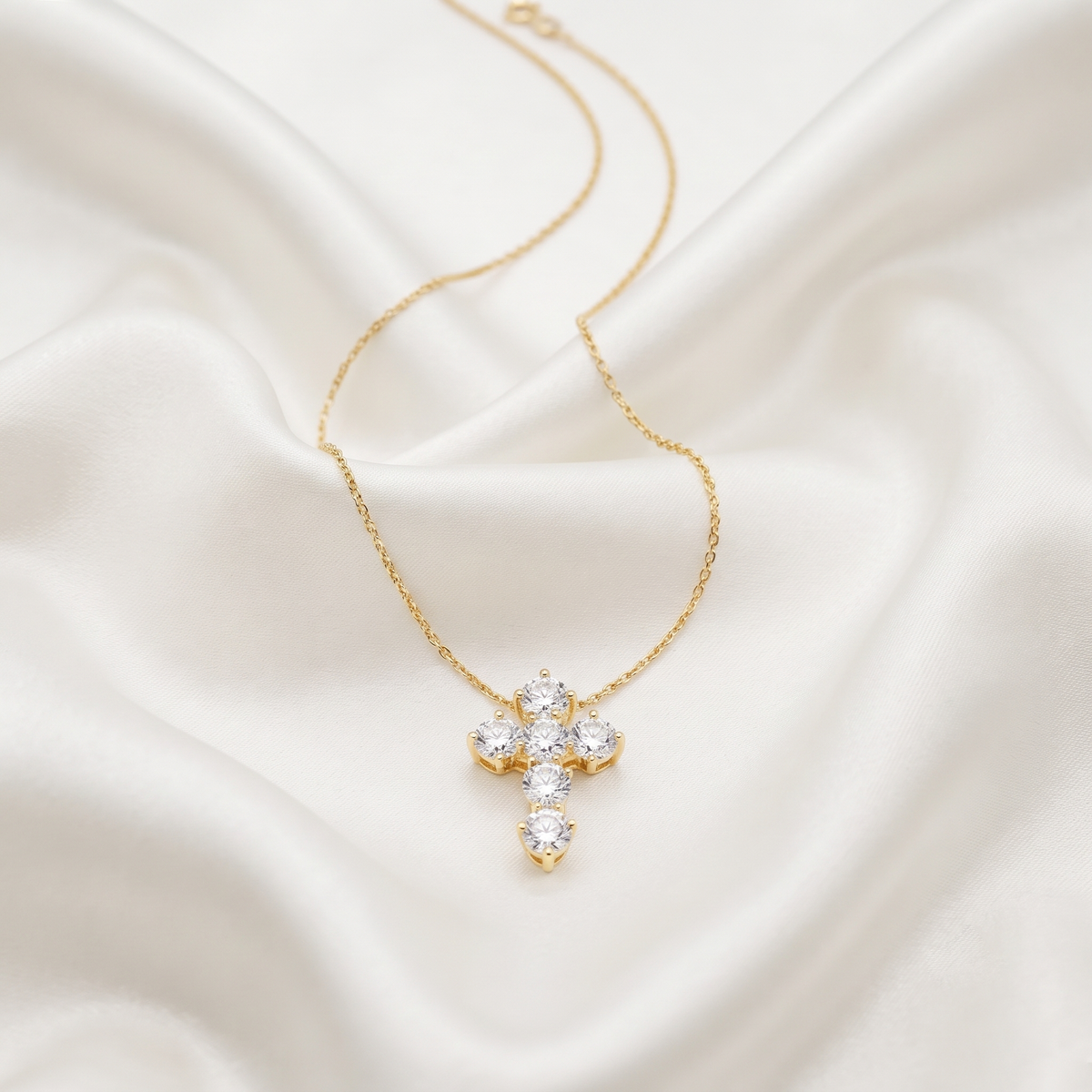 Classic Round Diamond Cross Pendant