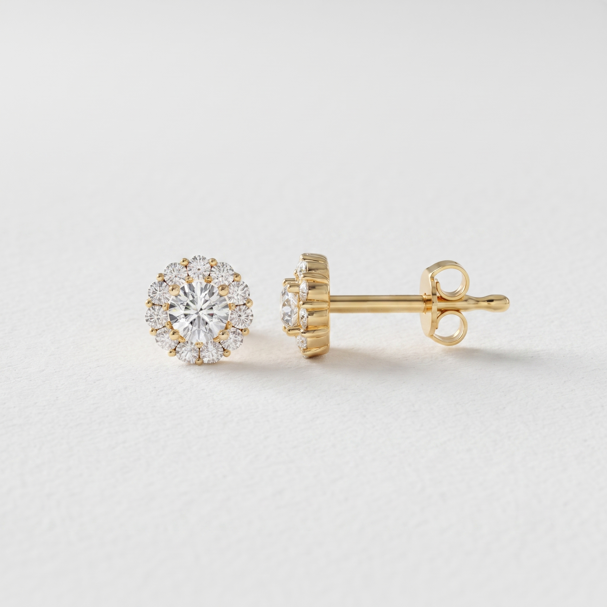 Round Halo Diamond Stud Earrings
