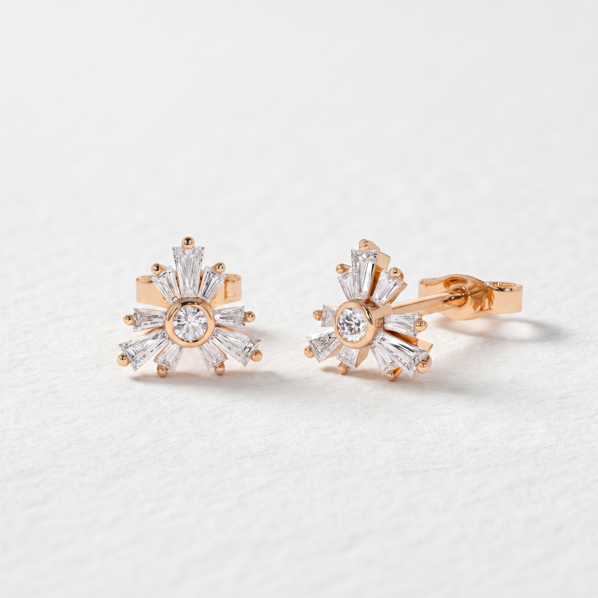 Radiant Baguette Sunburst Stud Earrings