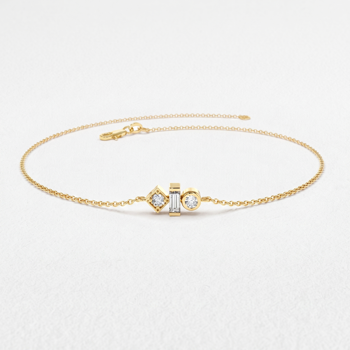 Mixed Shape Diamond Station Bracelet