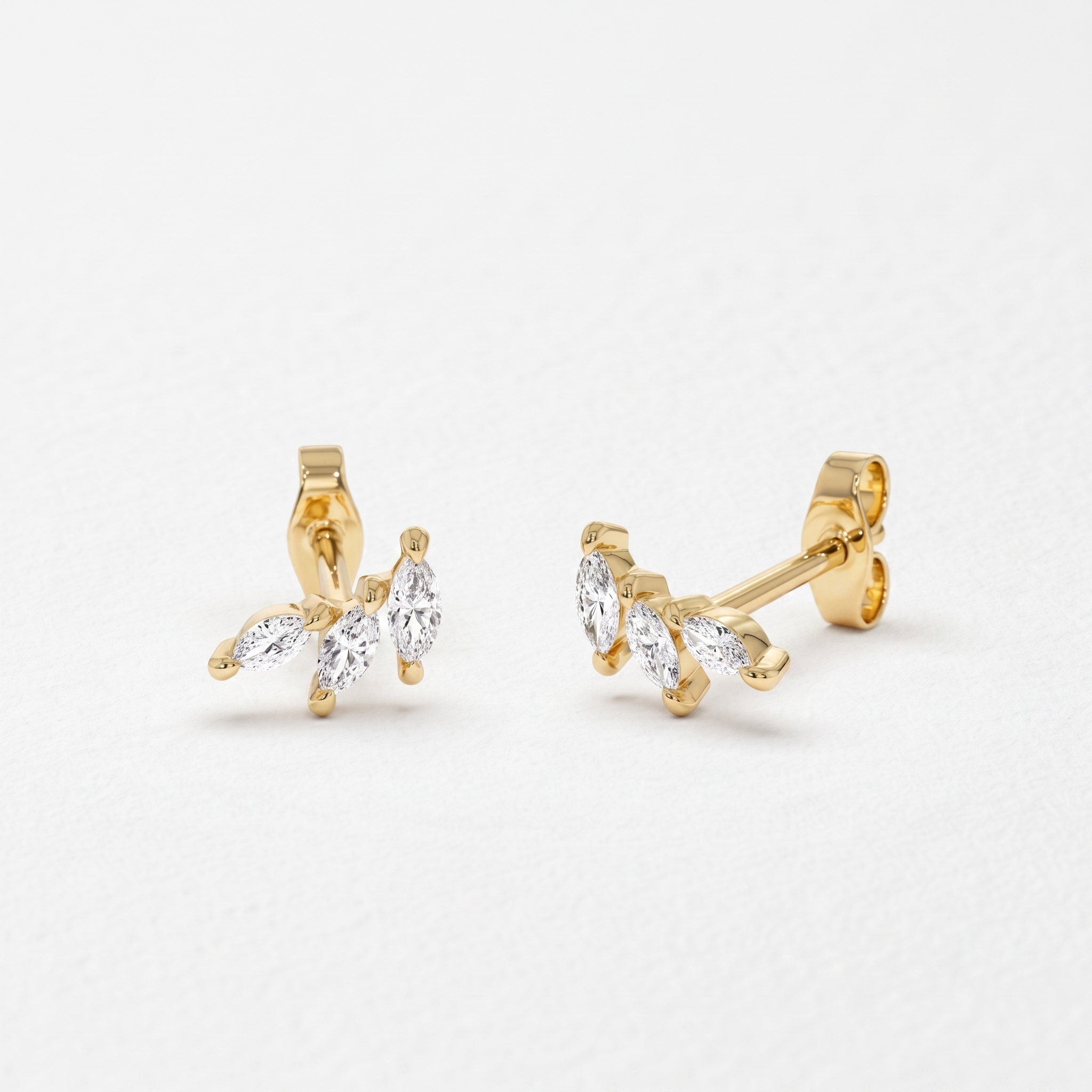 Triple Marquise Diamond Stud Earrings