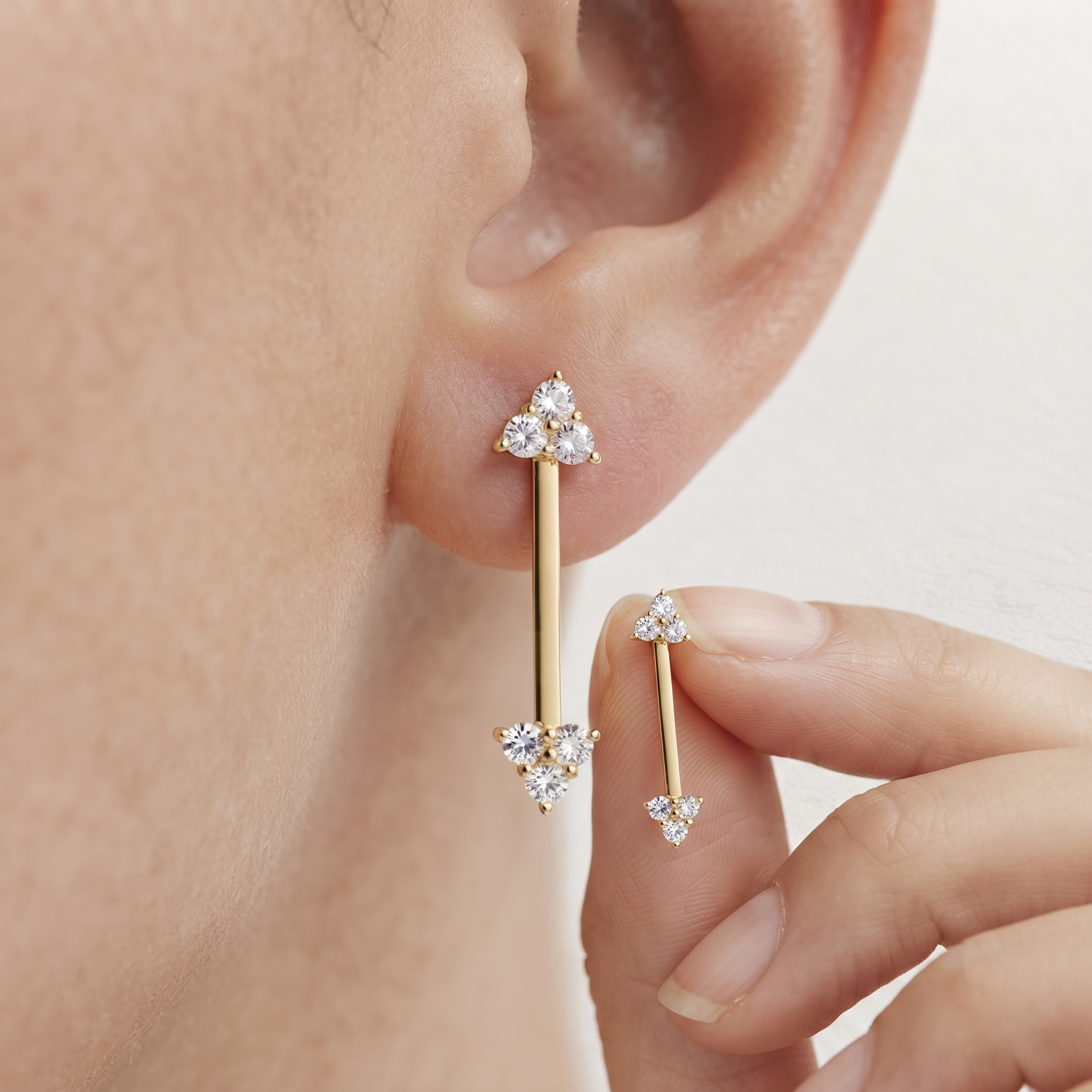 Linear Cluster Drop Earrings