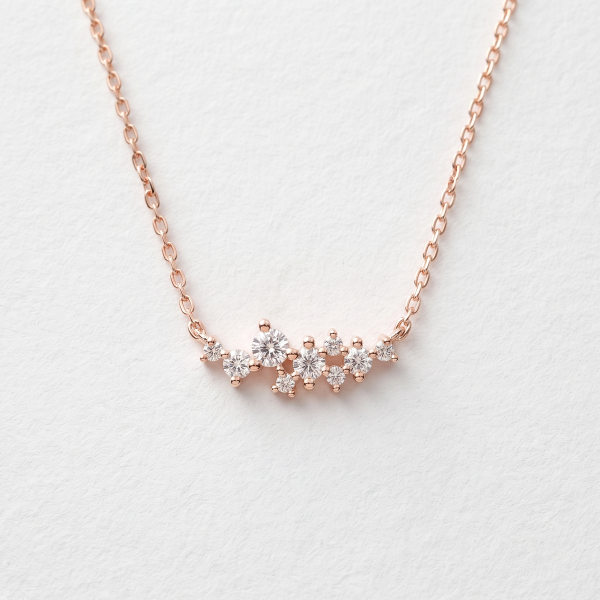 Graduated Round Diamond Cluster Necklace