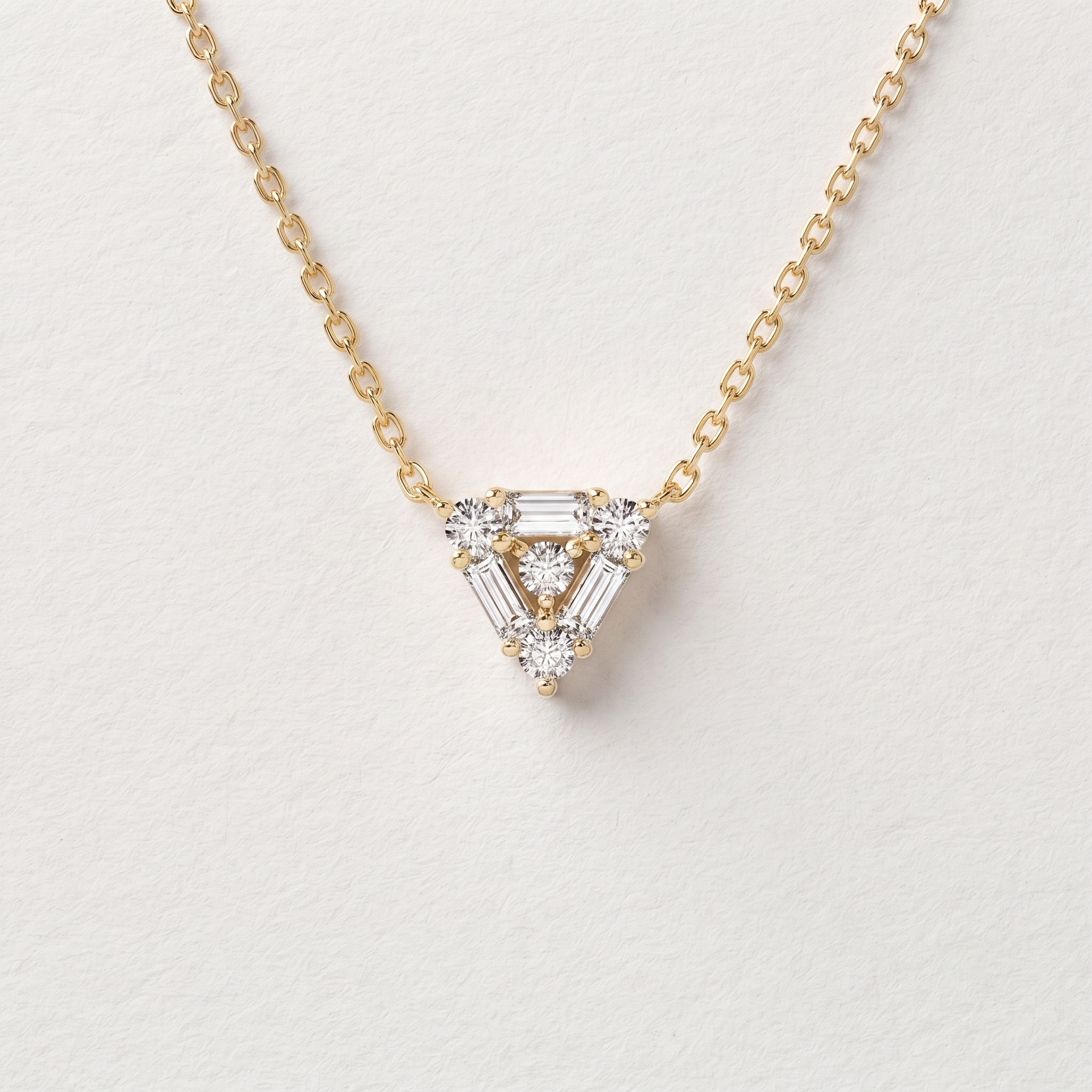 Geometric Baguette Diamond Triangle Pendant