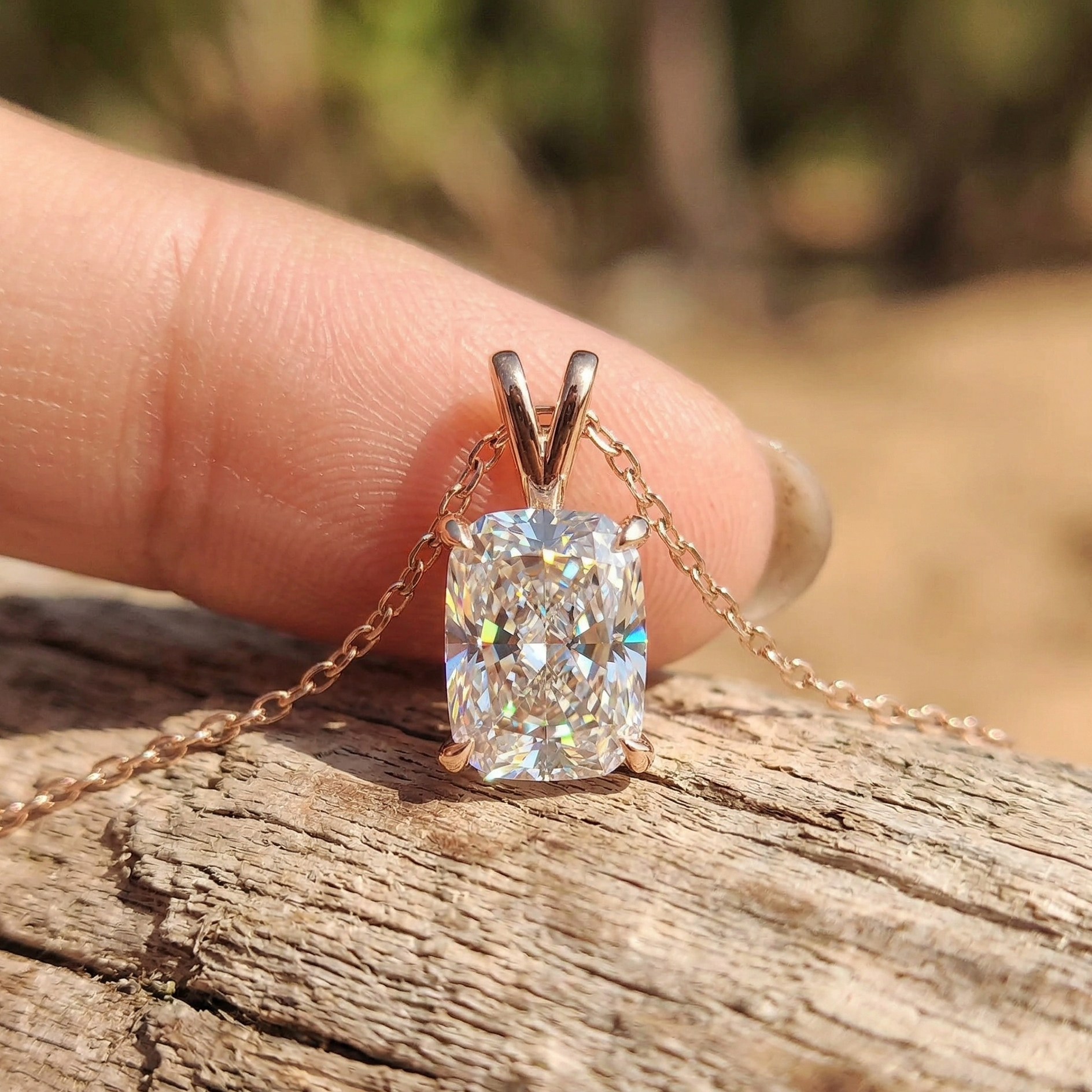 Cushion Cut Solitaire Diamond Pendant