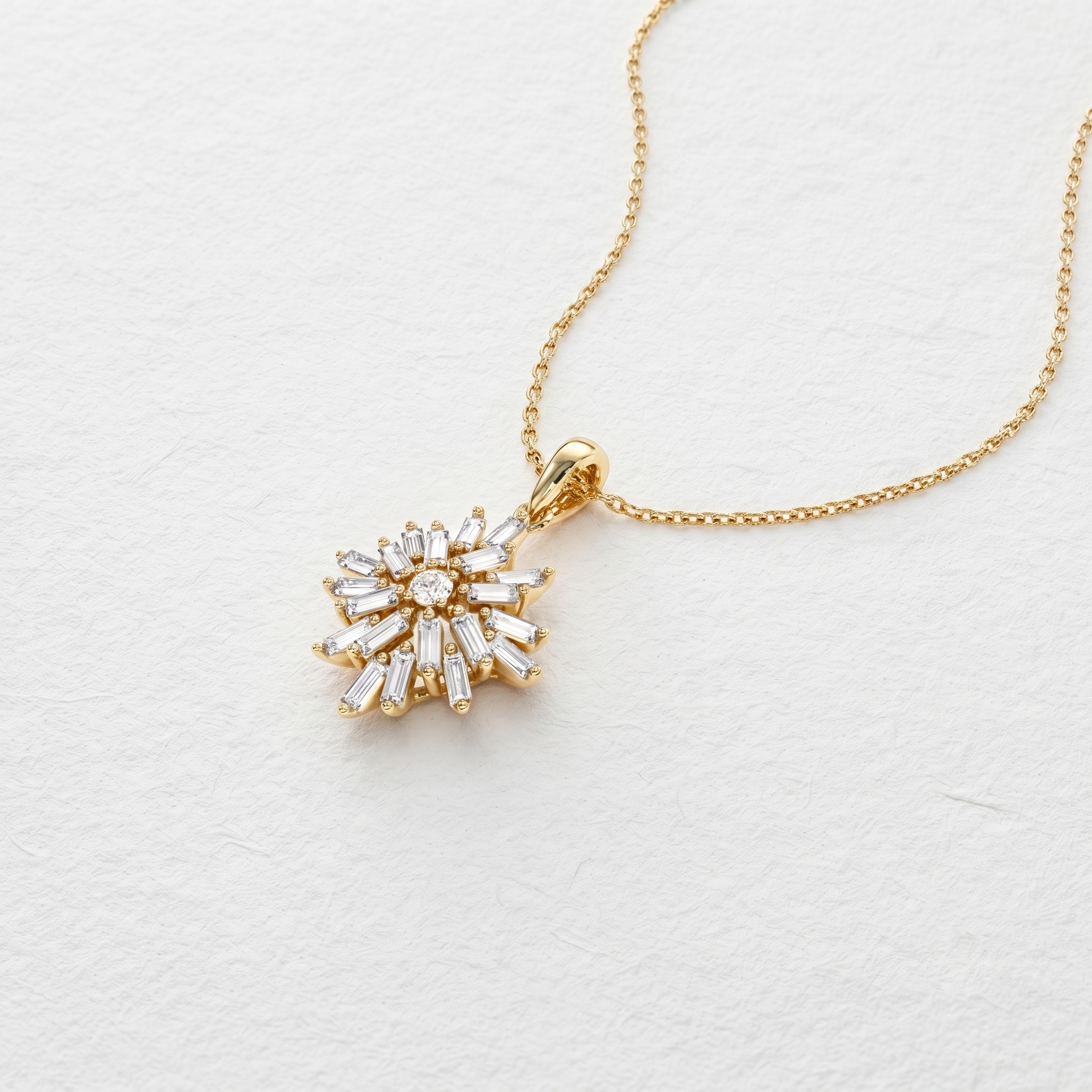 Radiant Baguette Starburst Pendant