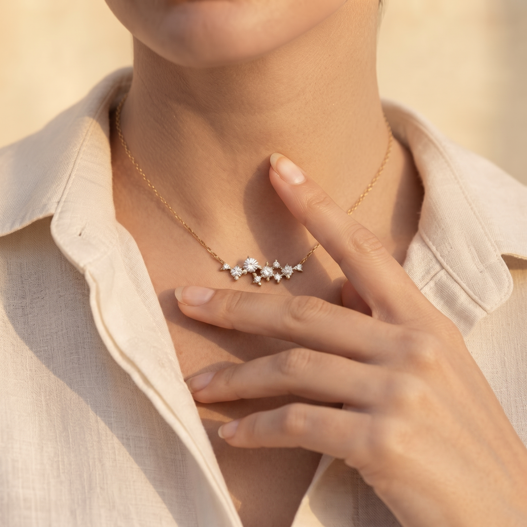 Graduated Round Diamond Cluster Necklace