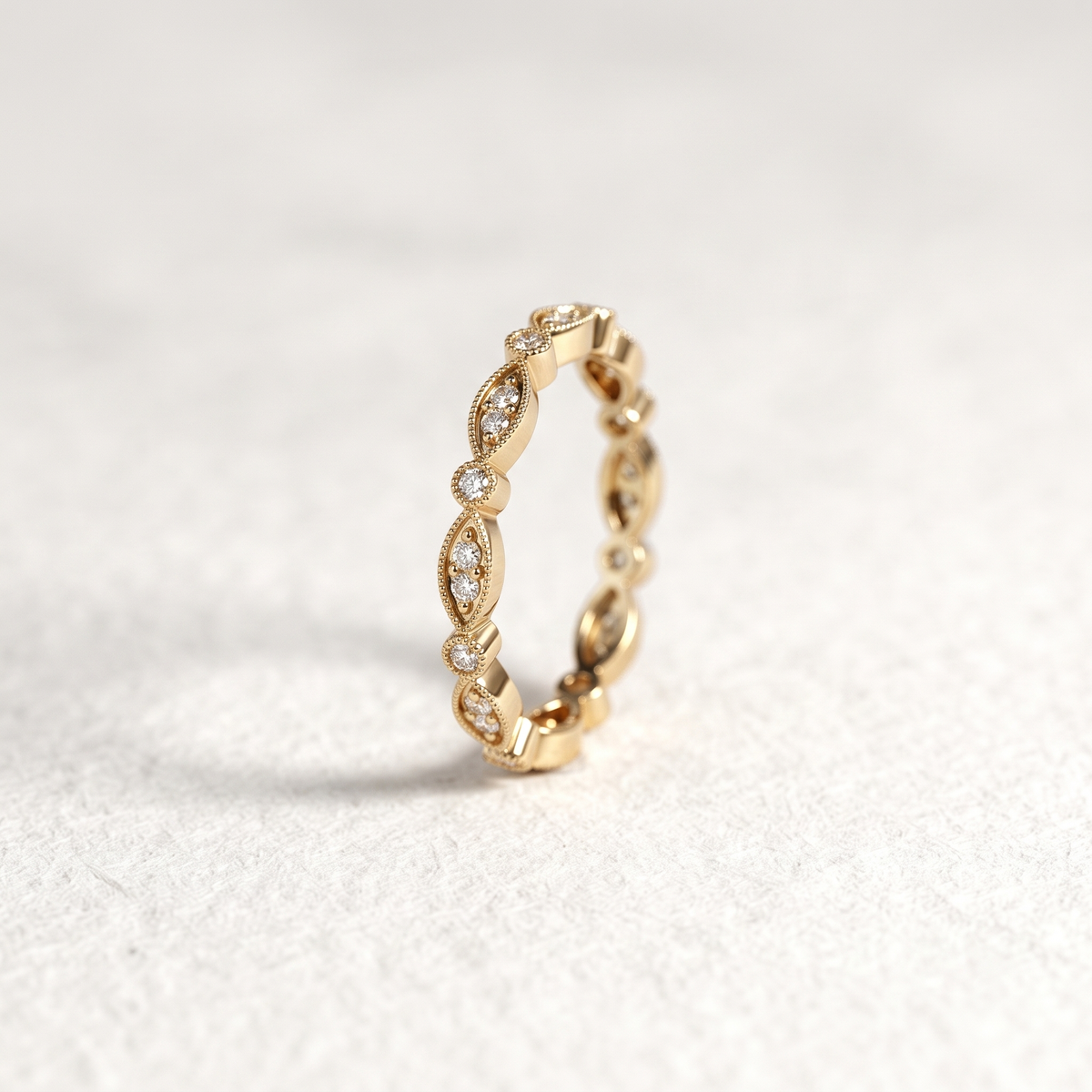 Marquise & Round Diamond Ornamental Band