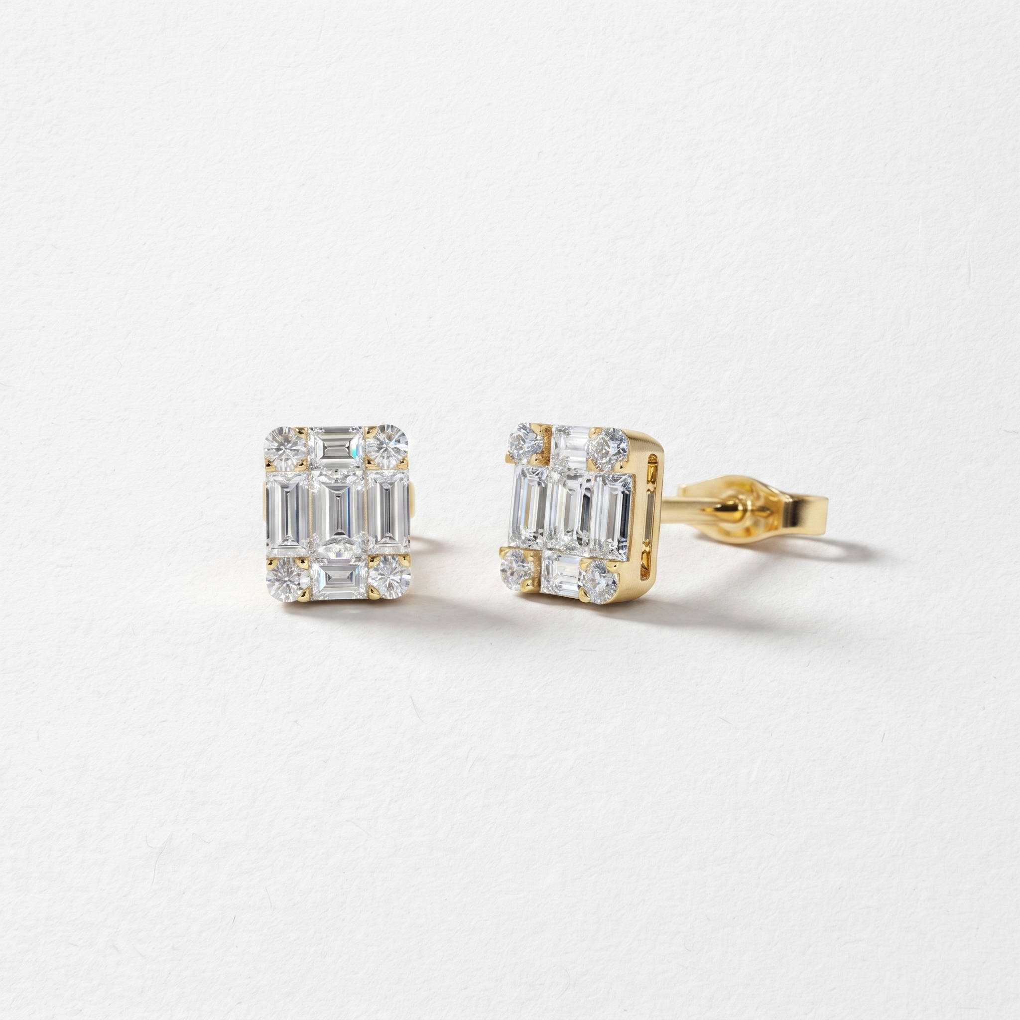 Geometric Baguette Stud Earrings