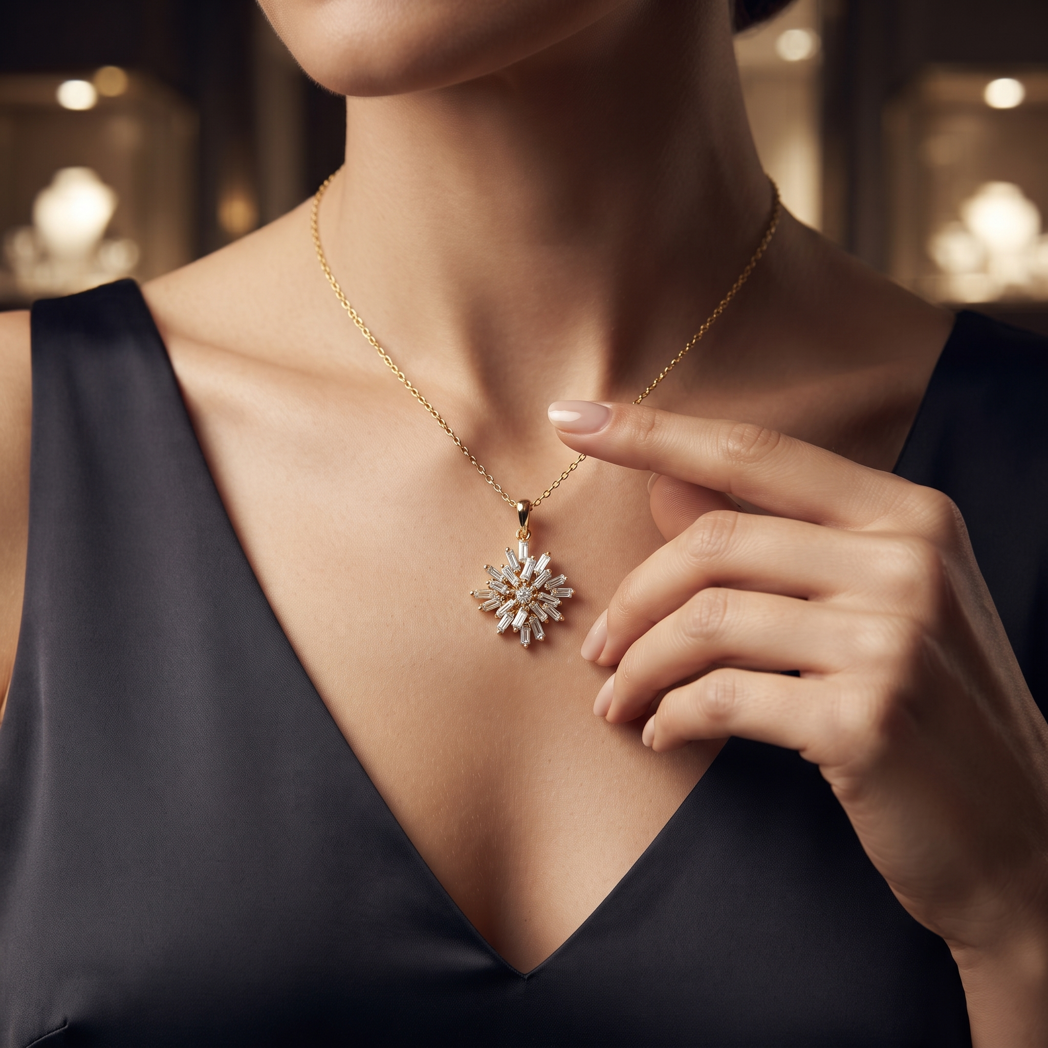 Radiant Baguette Starburst Pendant