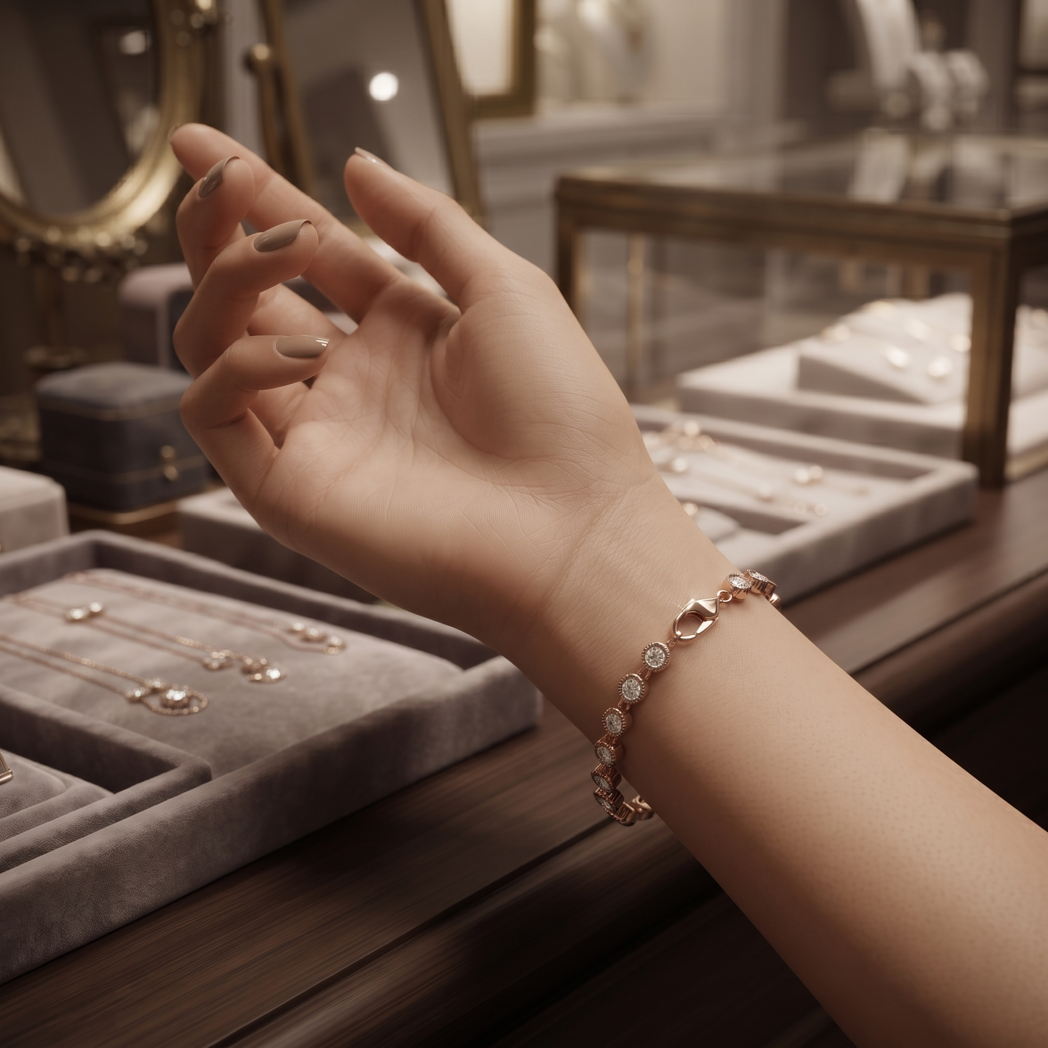 Round Diamond Bezel Station Bracelet