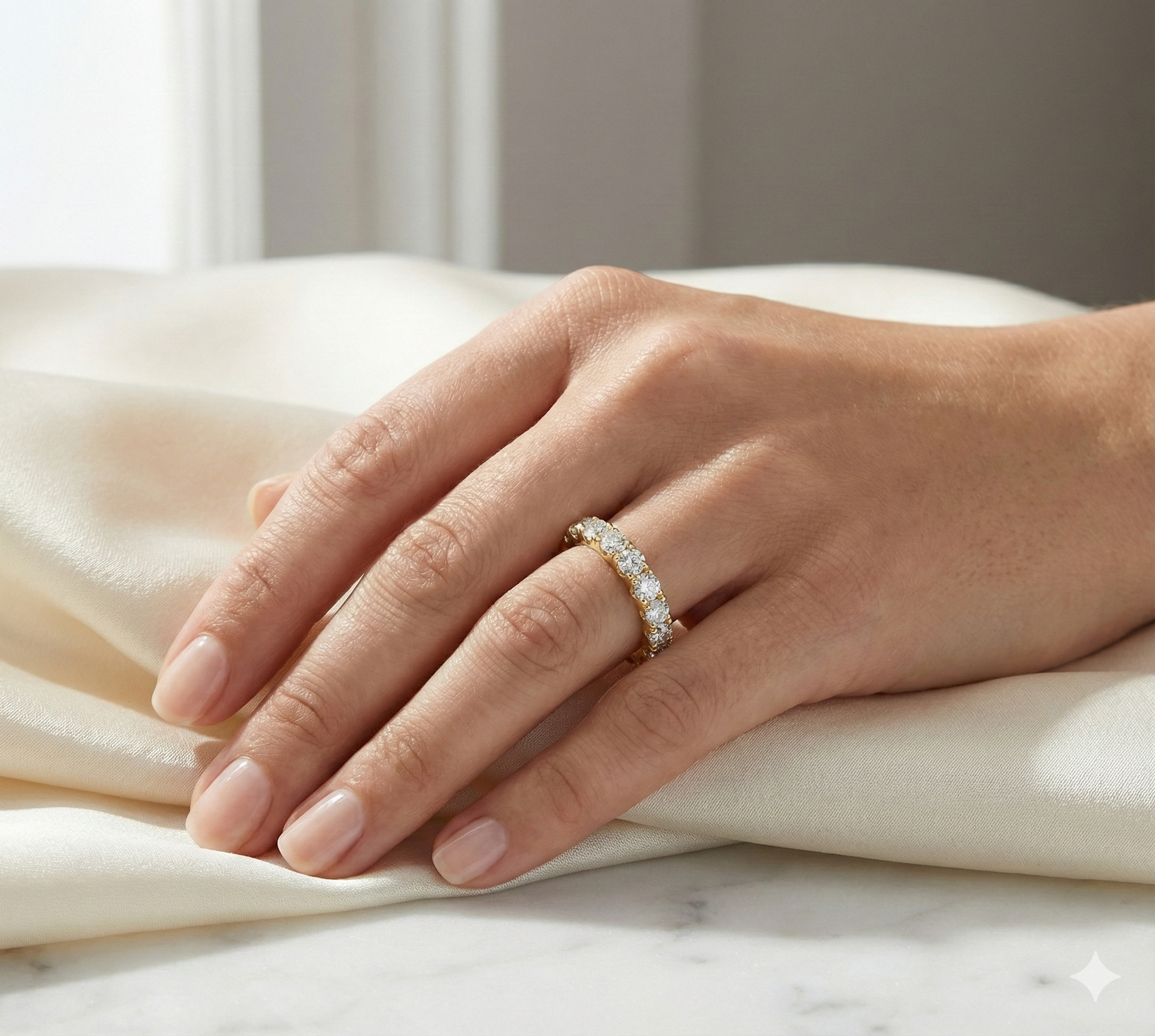 Round Brilliant Diamond Full Eternity Band