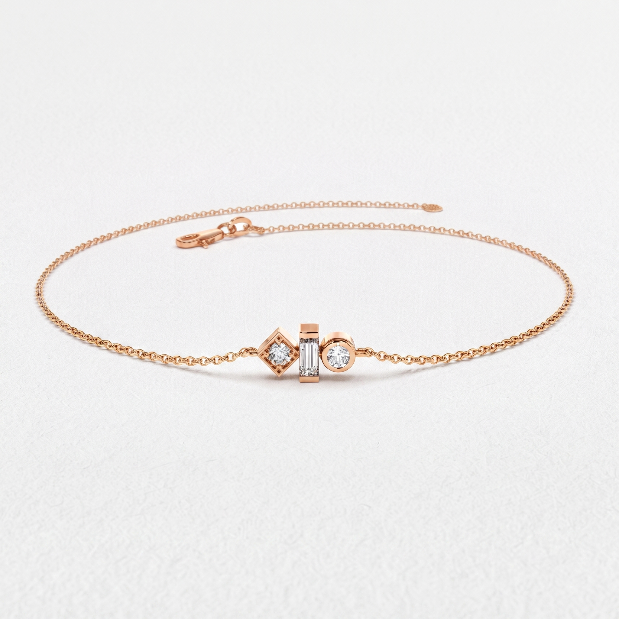 Mixed Shape Diamond Station Bracelet