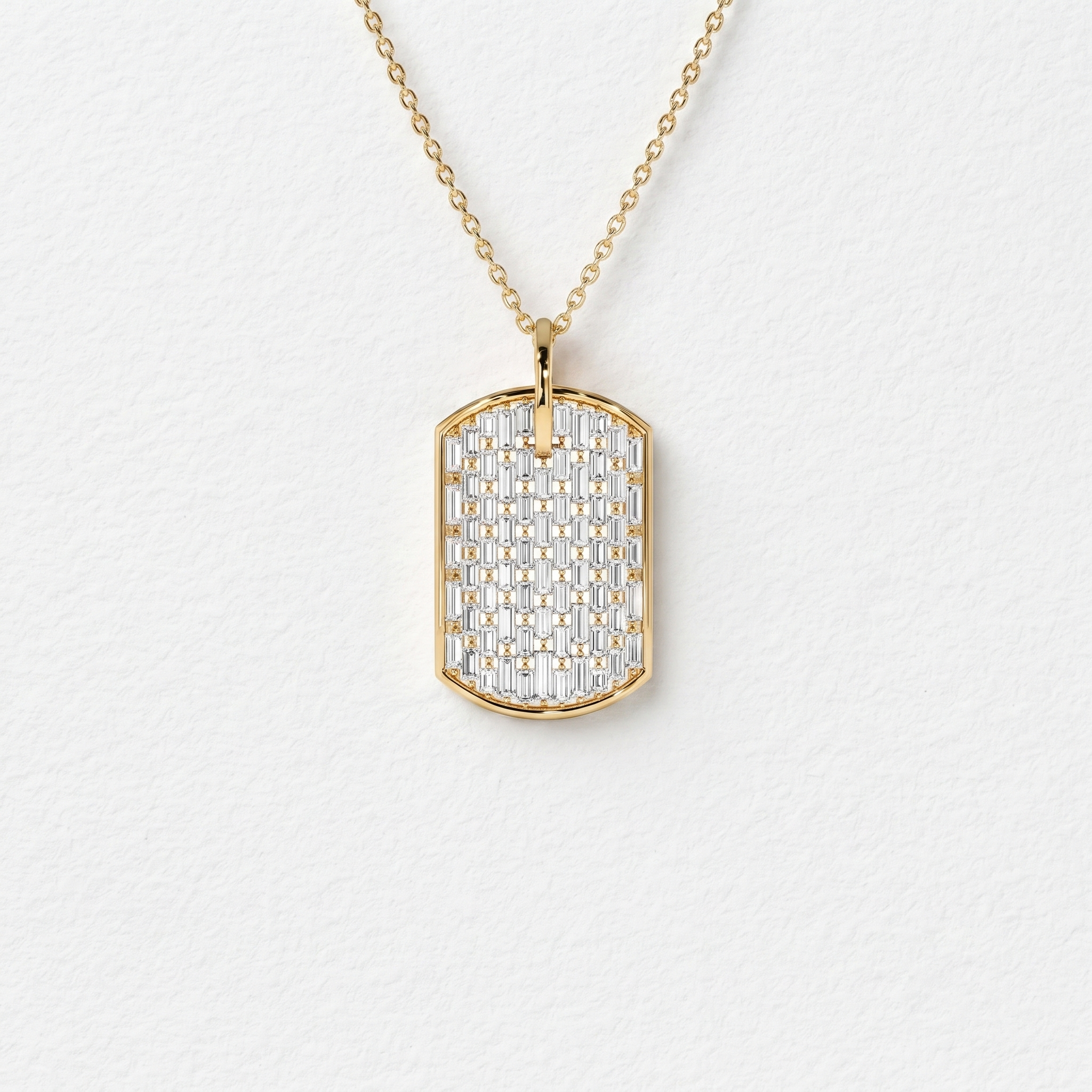 Structured Baguette Diamond Dog Tag Pendant