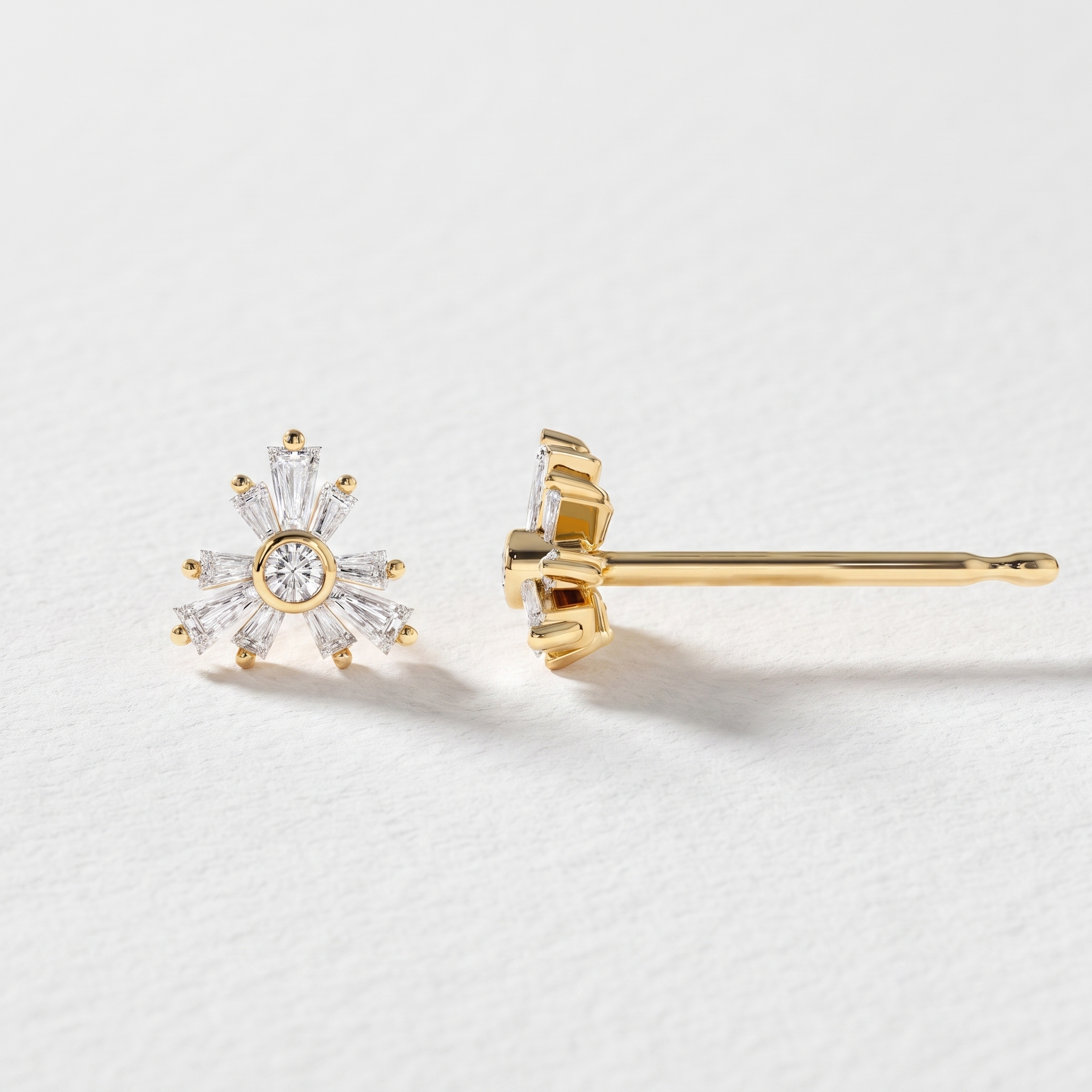 Radiant Baguette Sunburst Stud Earrings