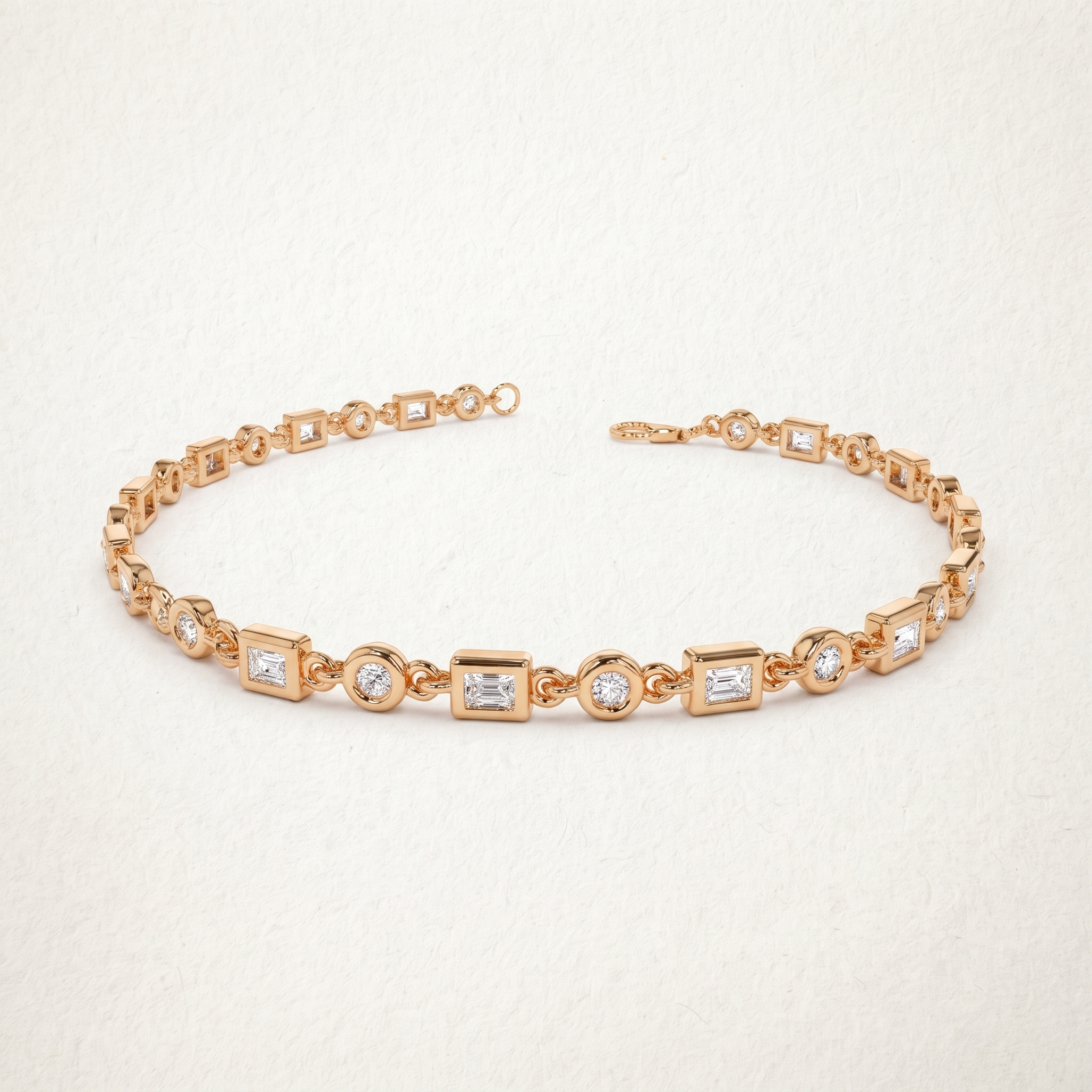 Geometric Square & Round Diamond Bracelet