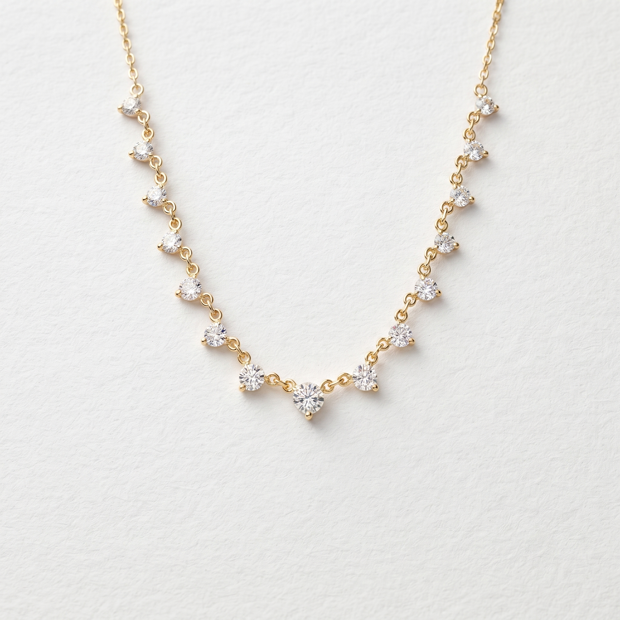 Graduated Pear Diamond Station Necklace