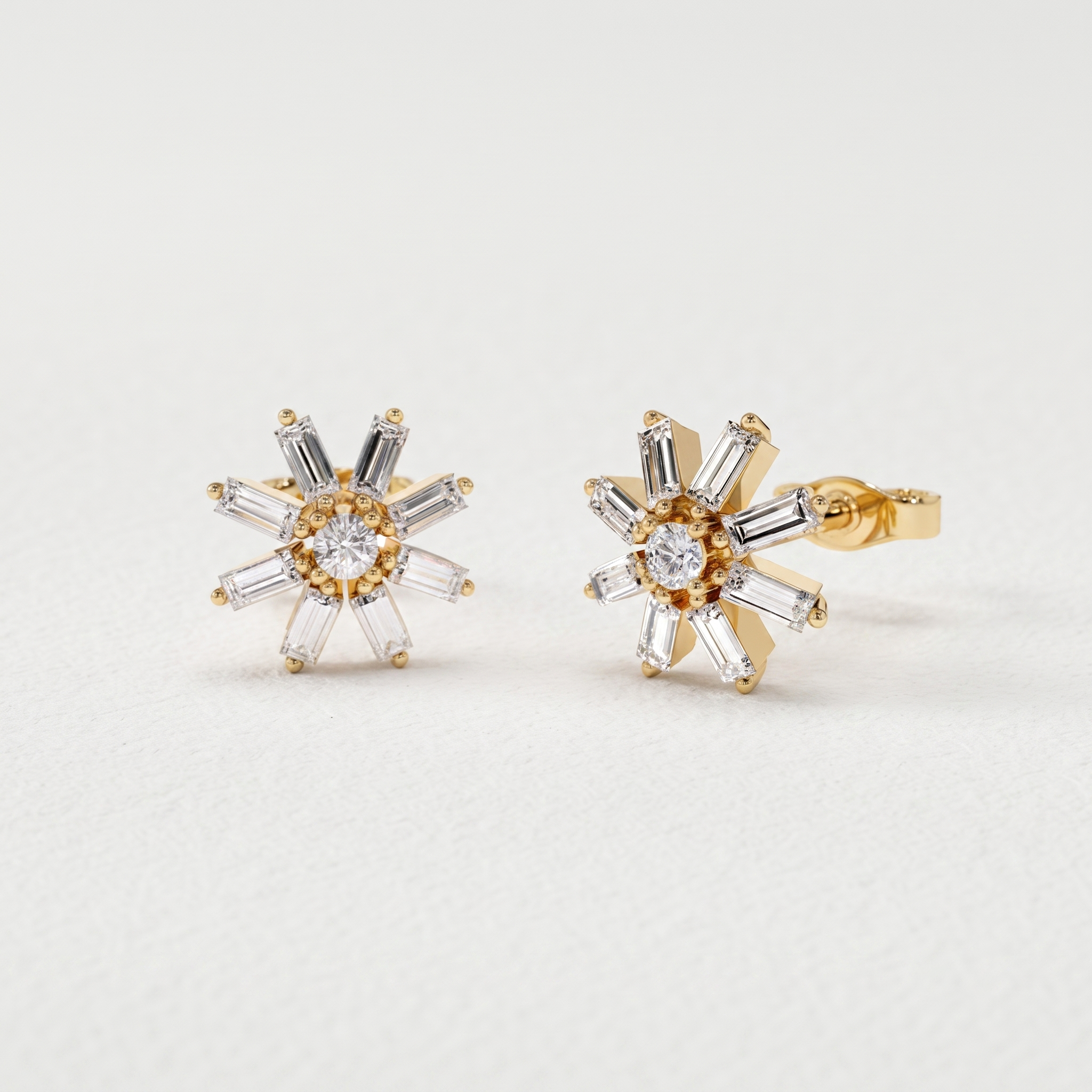 Radiant Starburst Diamond Stud Earrings