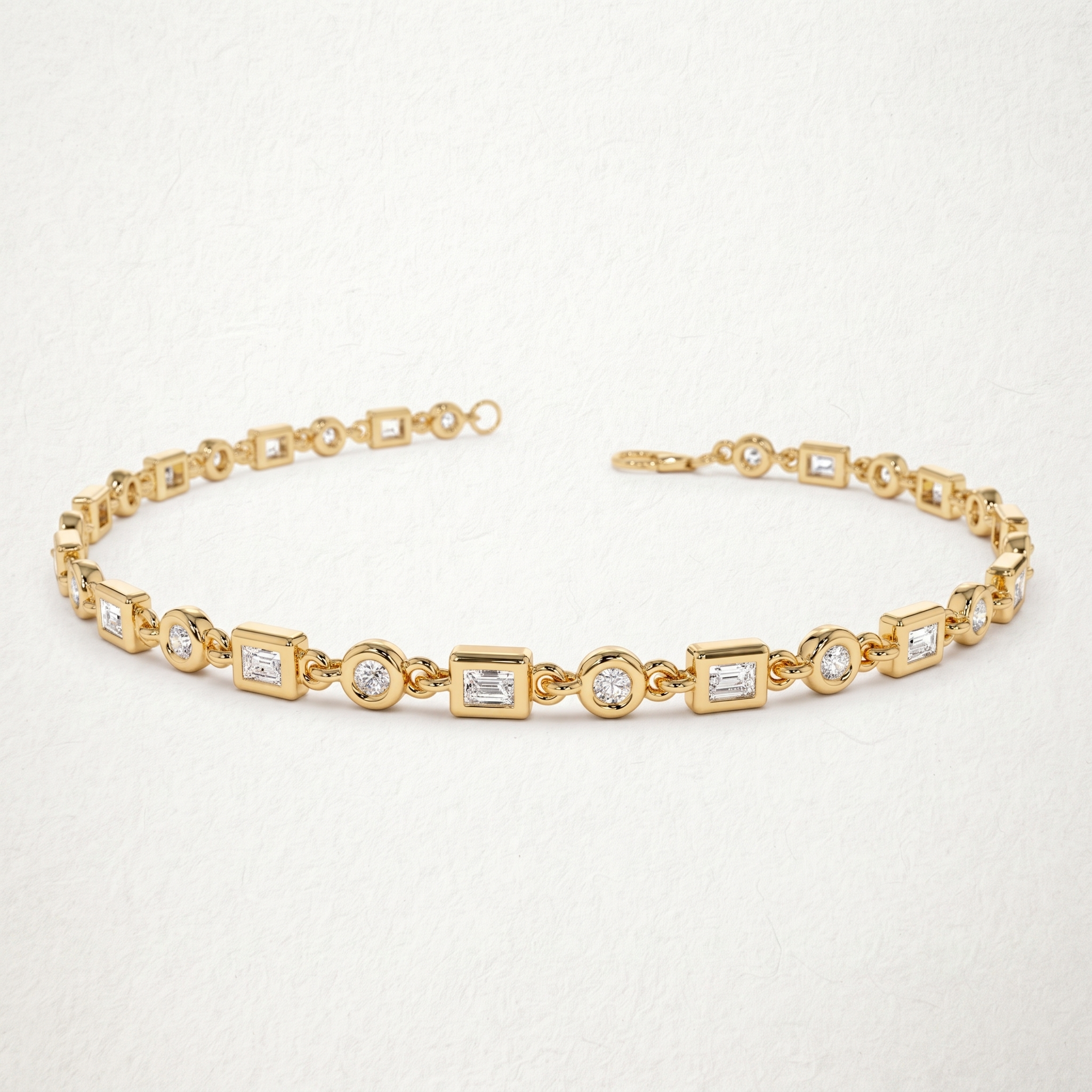 Geometric Square & Round Diamond Bracelet