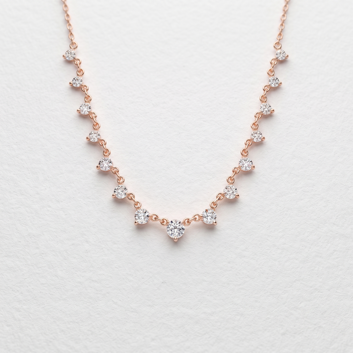 Graduated Pear Diamond Station Necklace