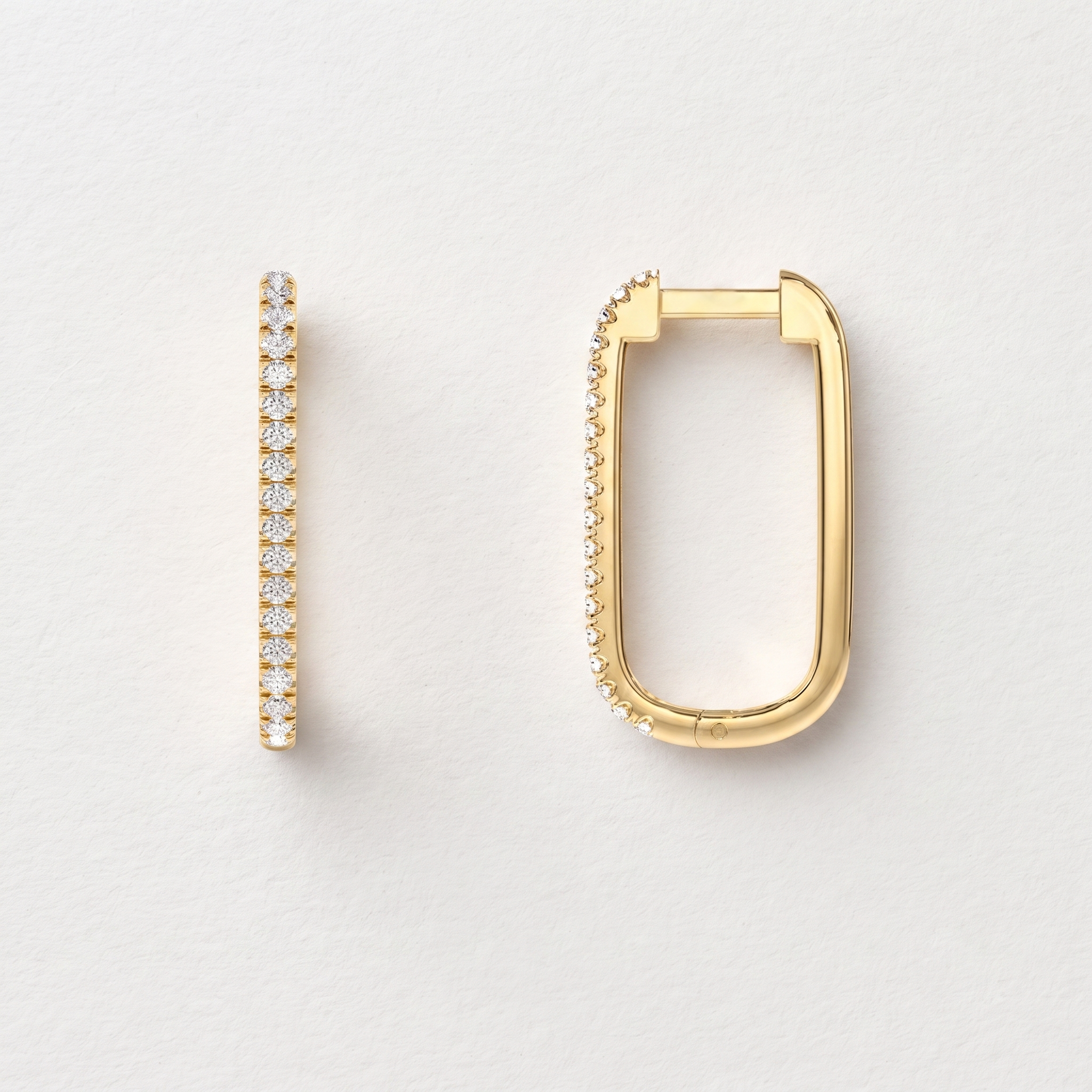Rectangular Diamond Hoop Earrings