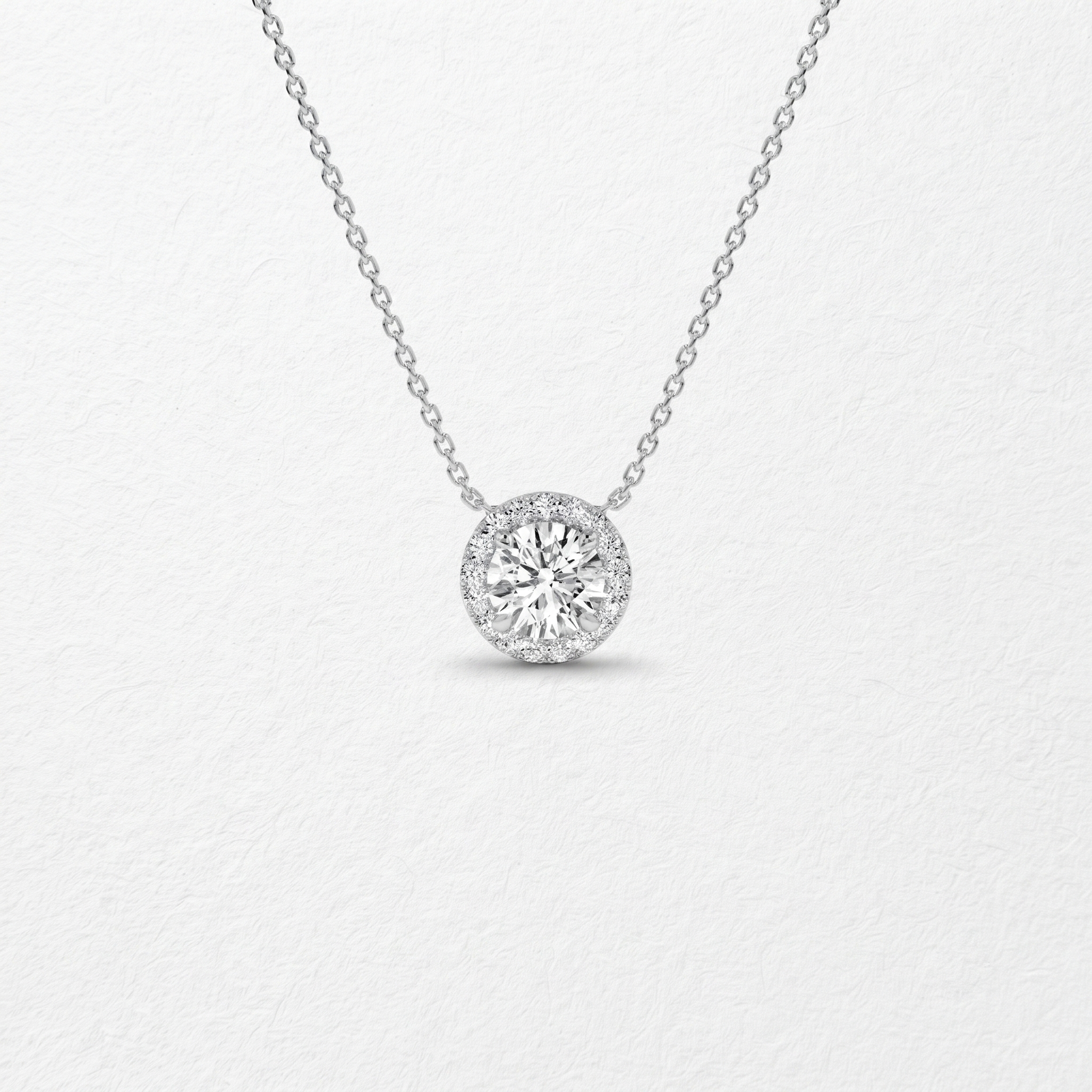 Round Halo Diamond Pendant Necklace