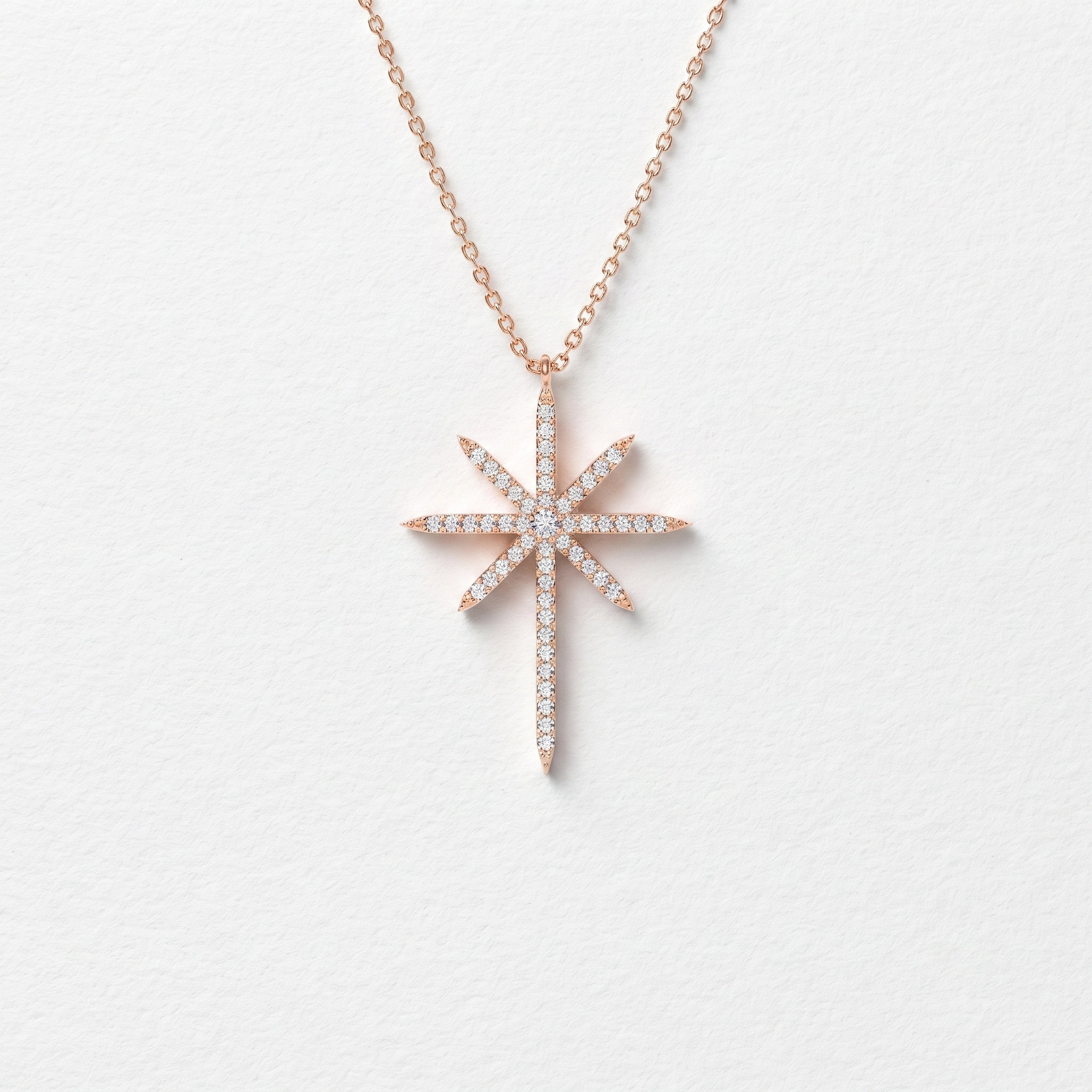 Celestial Eight Point Diamond Star Pendant