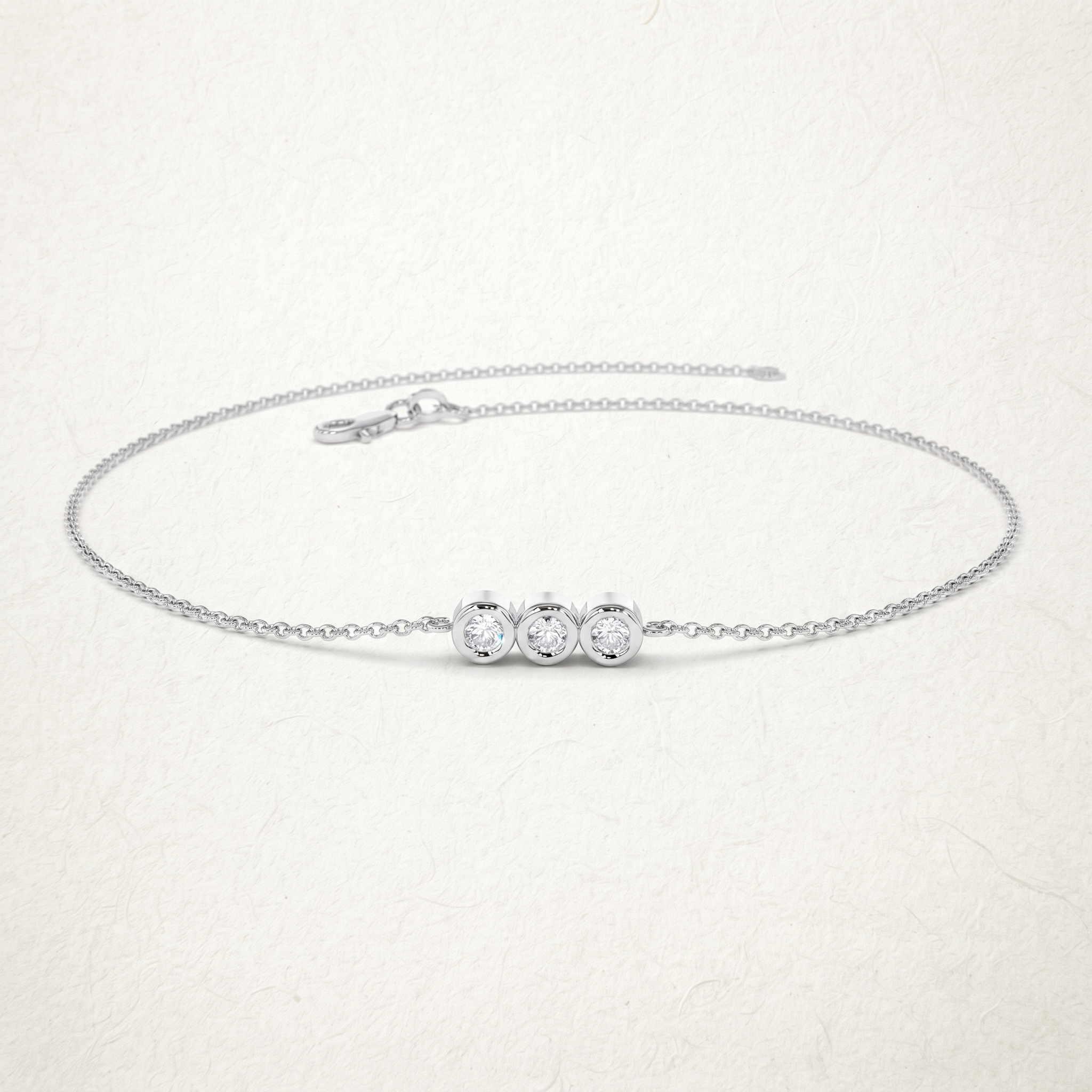 Three Stone Round Diamond Bracelet