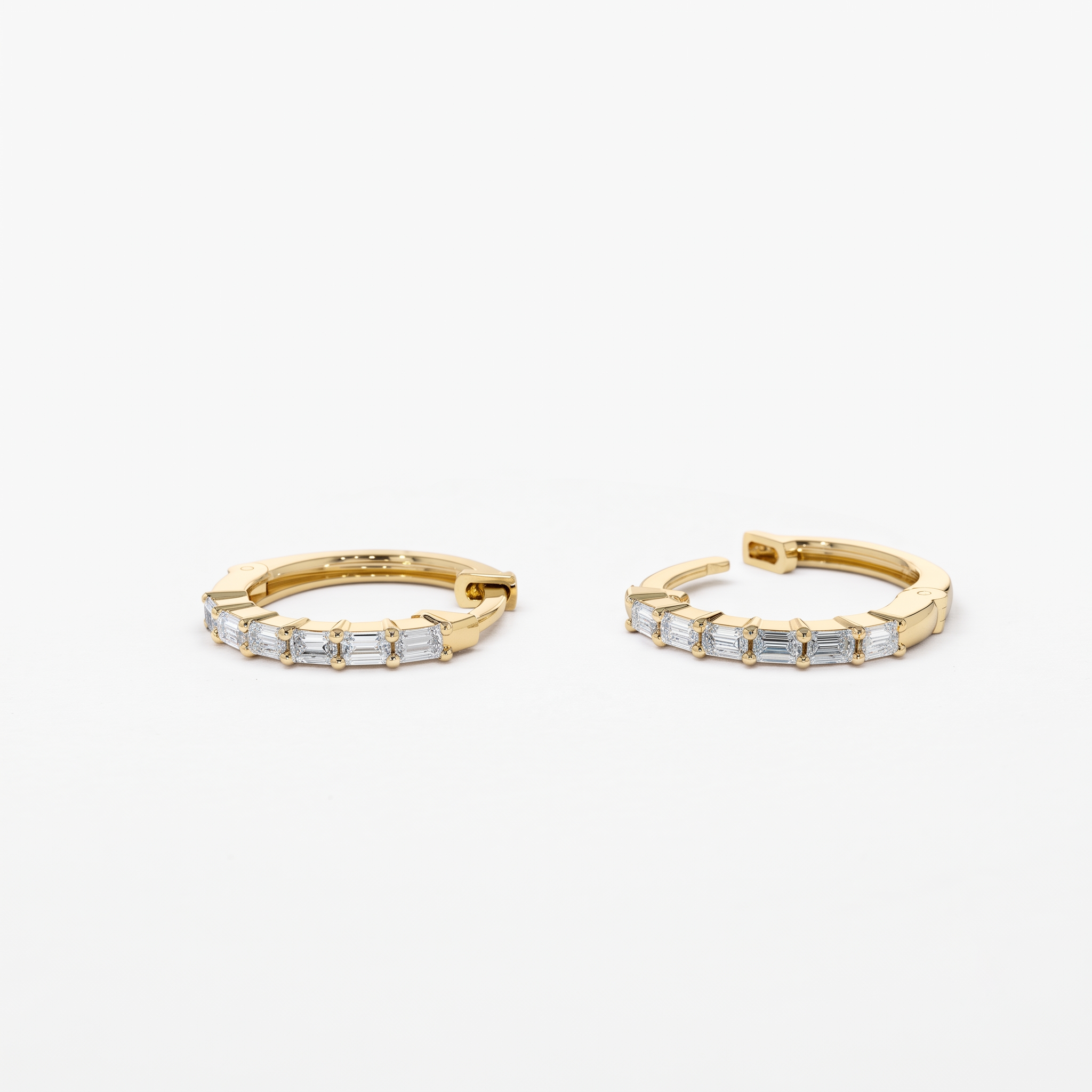 Emerald Baguette Diamond Hoop Earrings