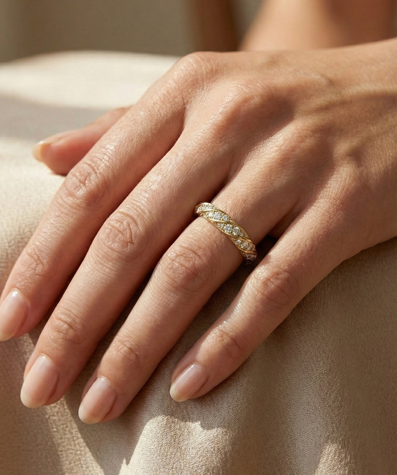The Corinna Ring Lab Grown Diamond Twisted Pave Band