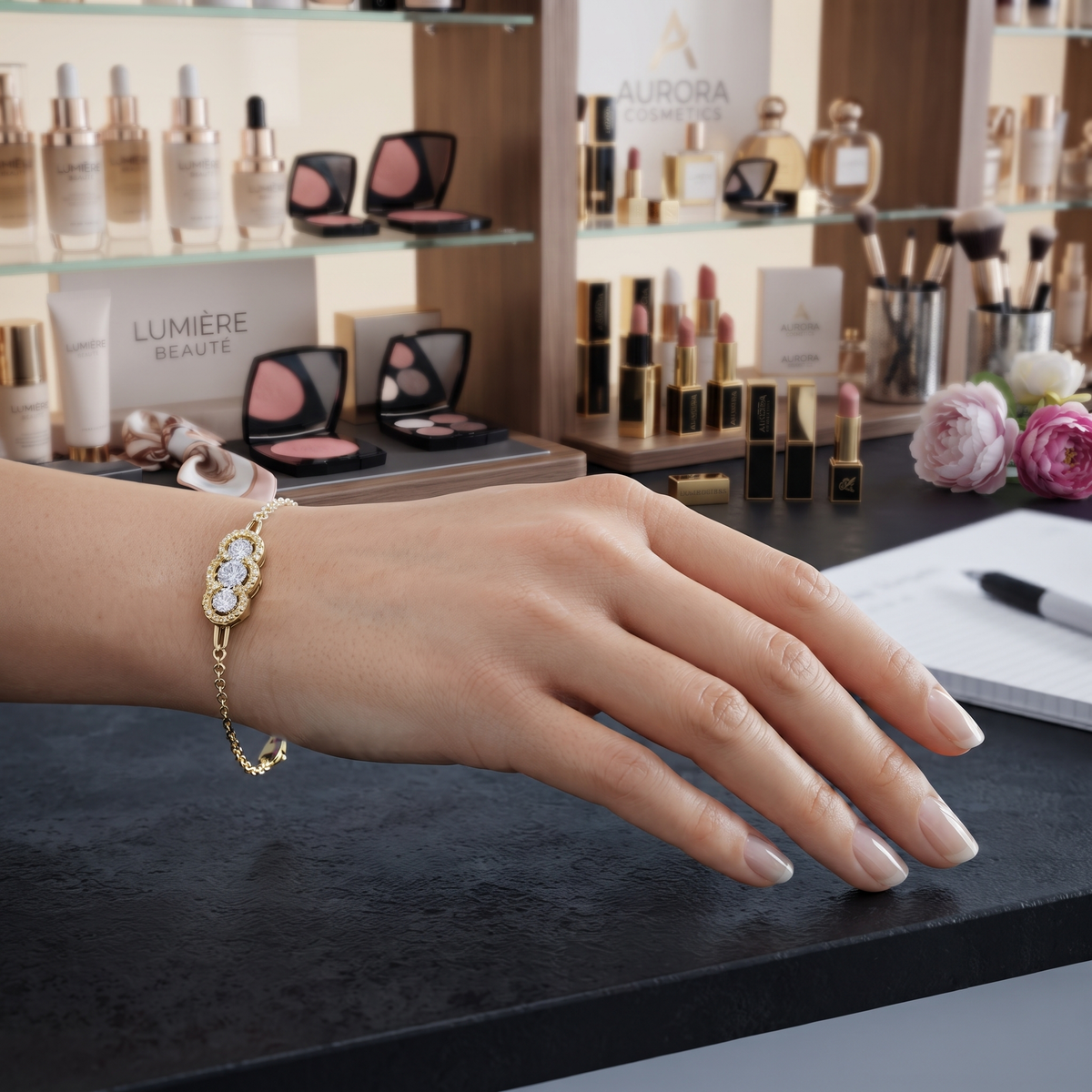 Three Stone Diamond Station Bracelet