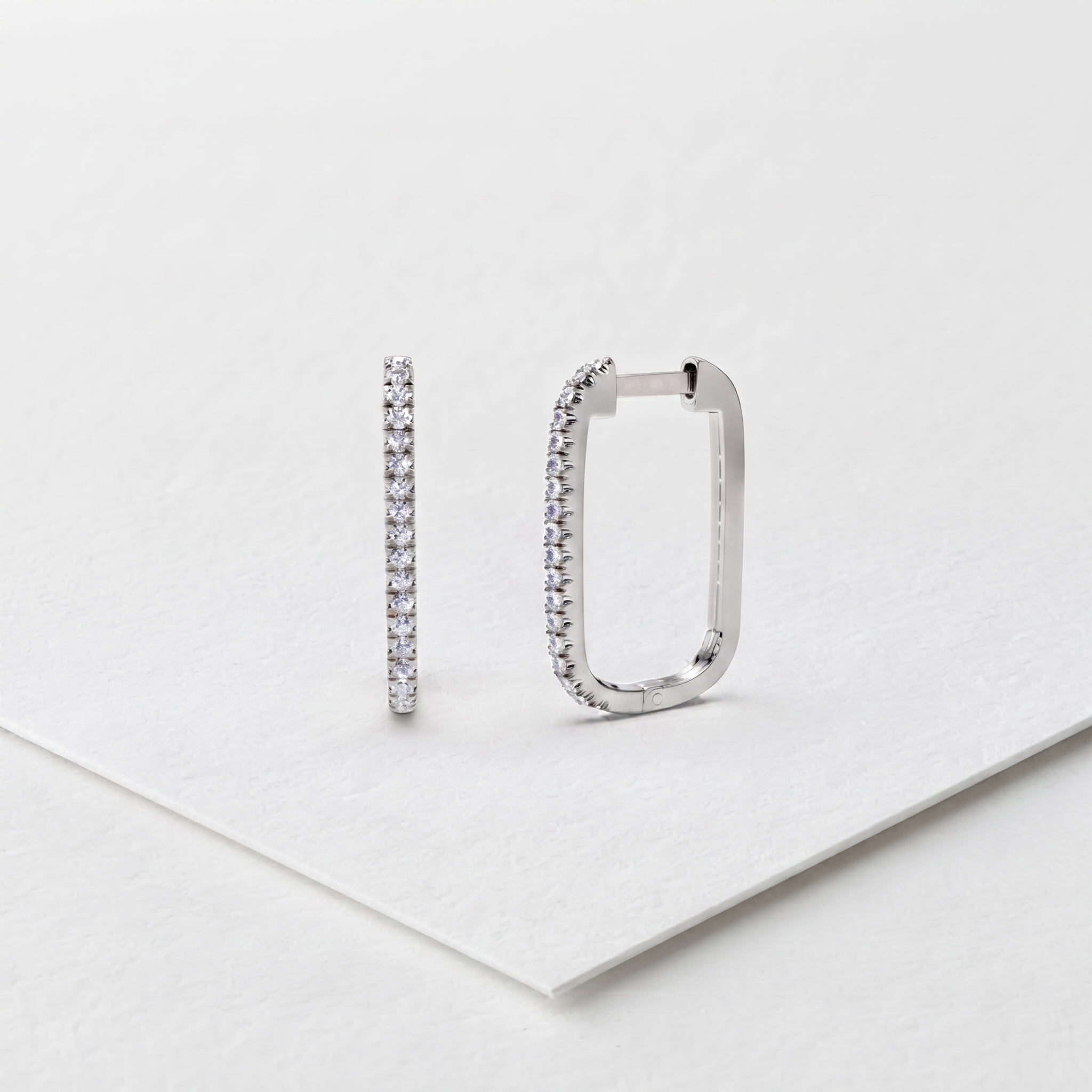 Rectangular Diamond Hoop Earrings