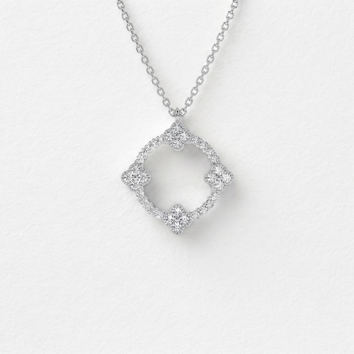 Open Frame Cushion Diamond Pendant