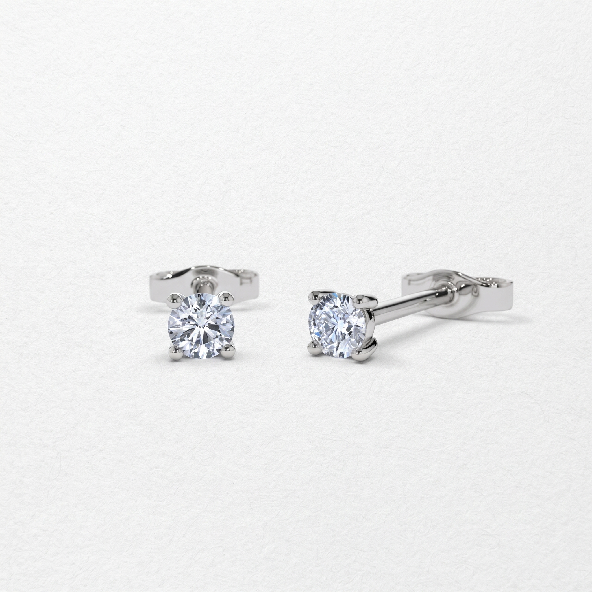 Classic Round Solitaire Stud Earrings