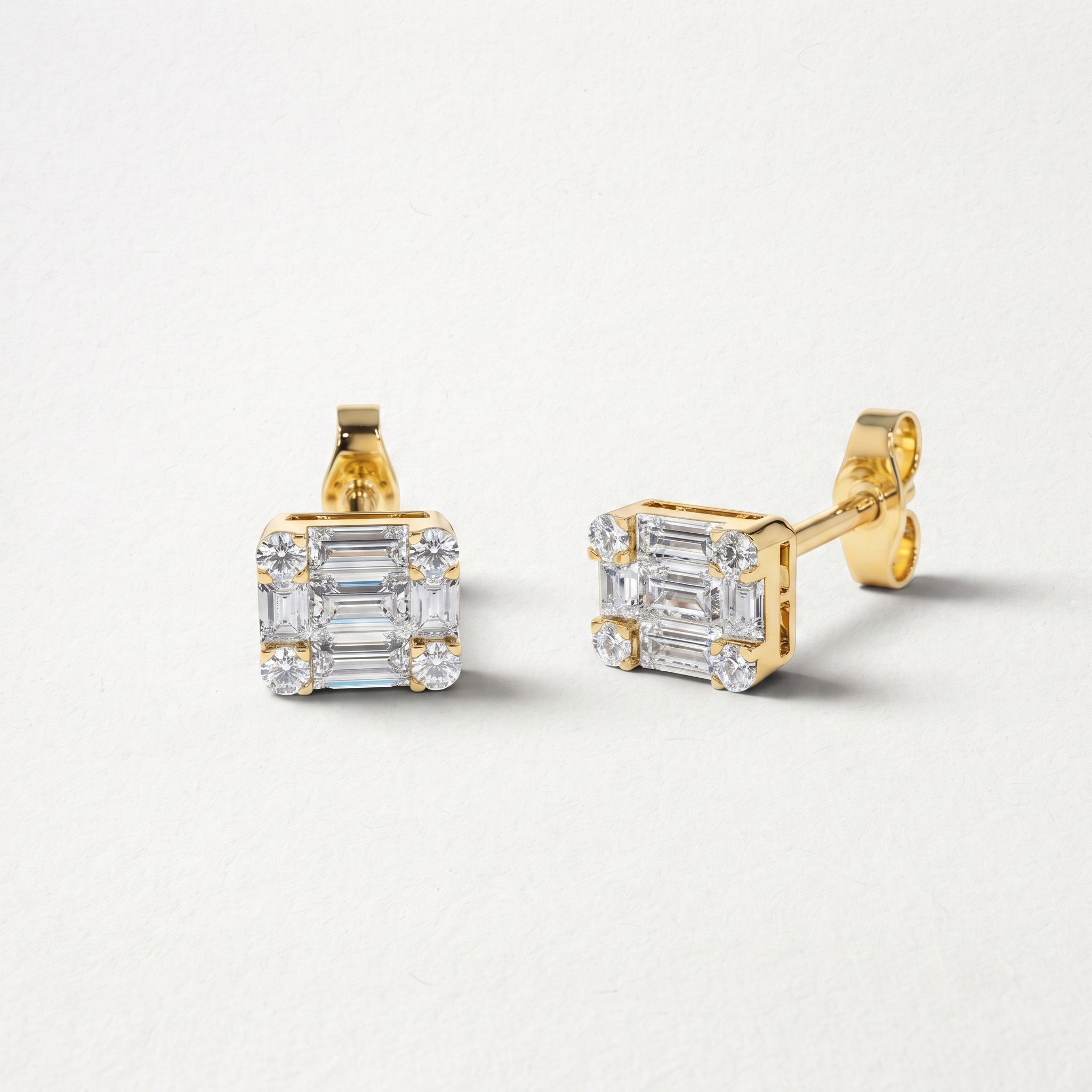 Geometric Baguette Stud Earrings