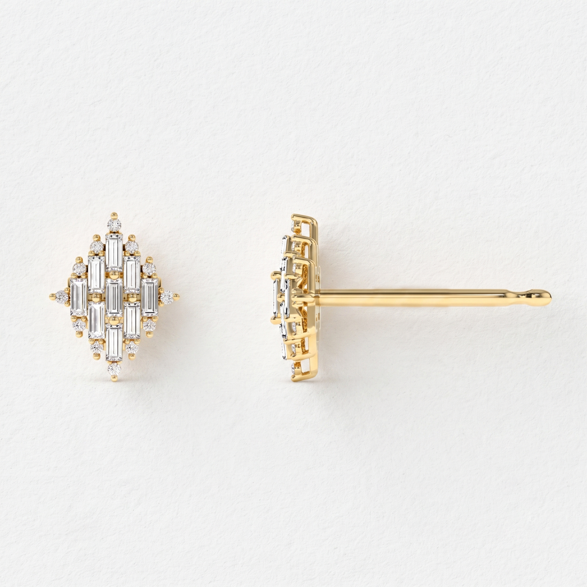 Geometric Baguette Cluster Stud Earrings
