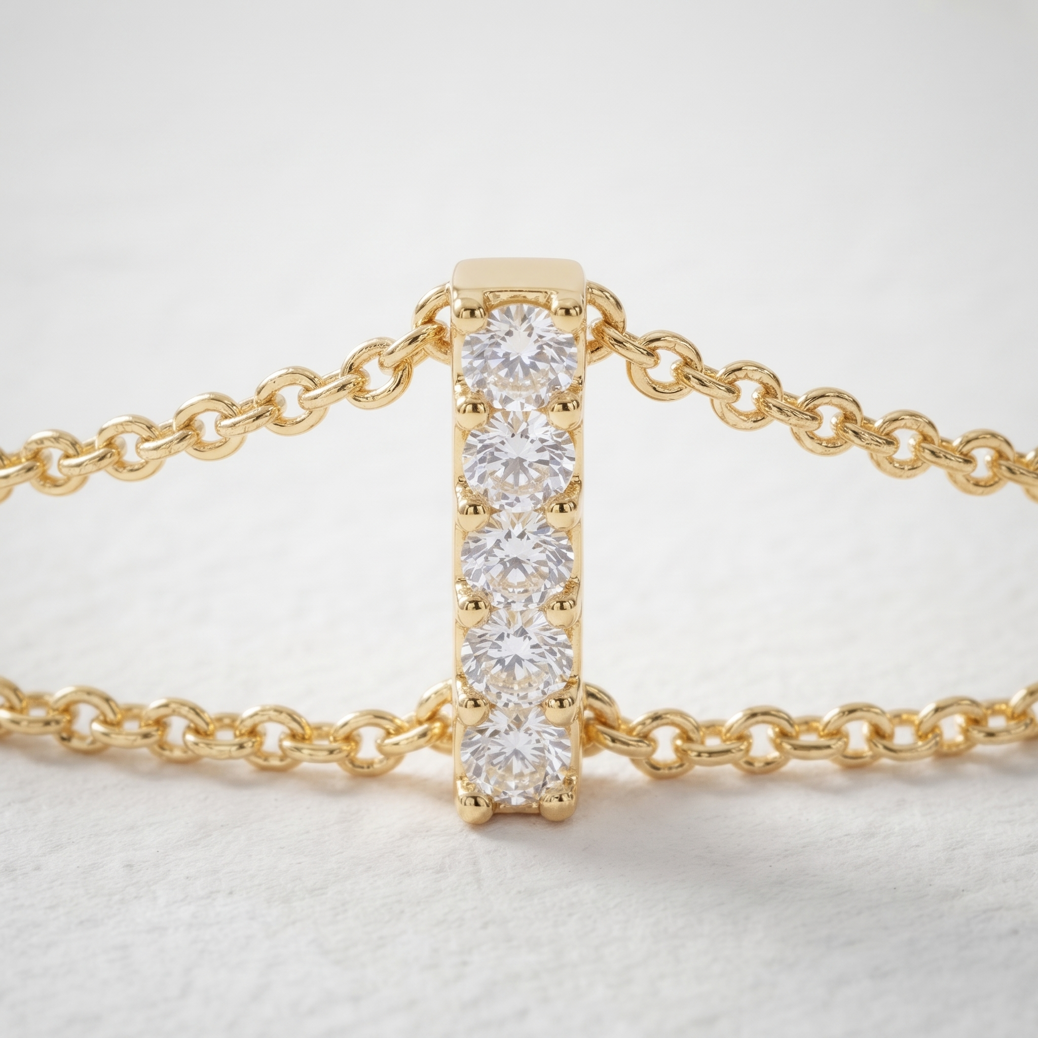 Double Chain Diamond Bar Bracelet