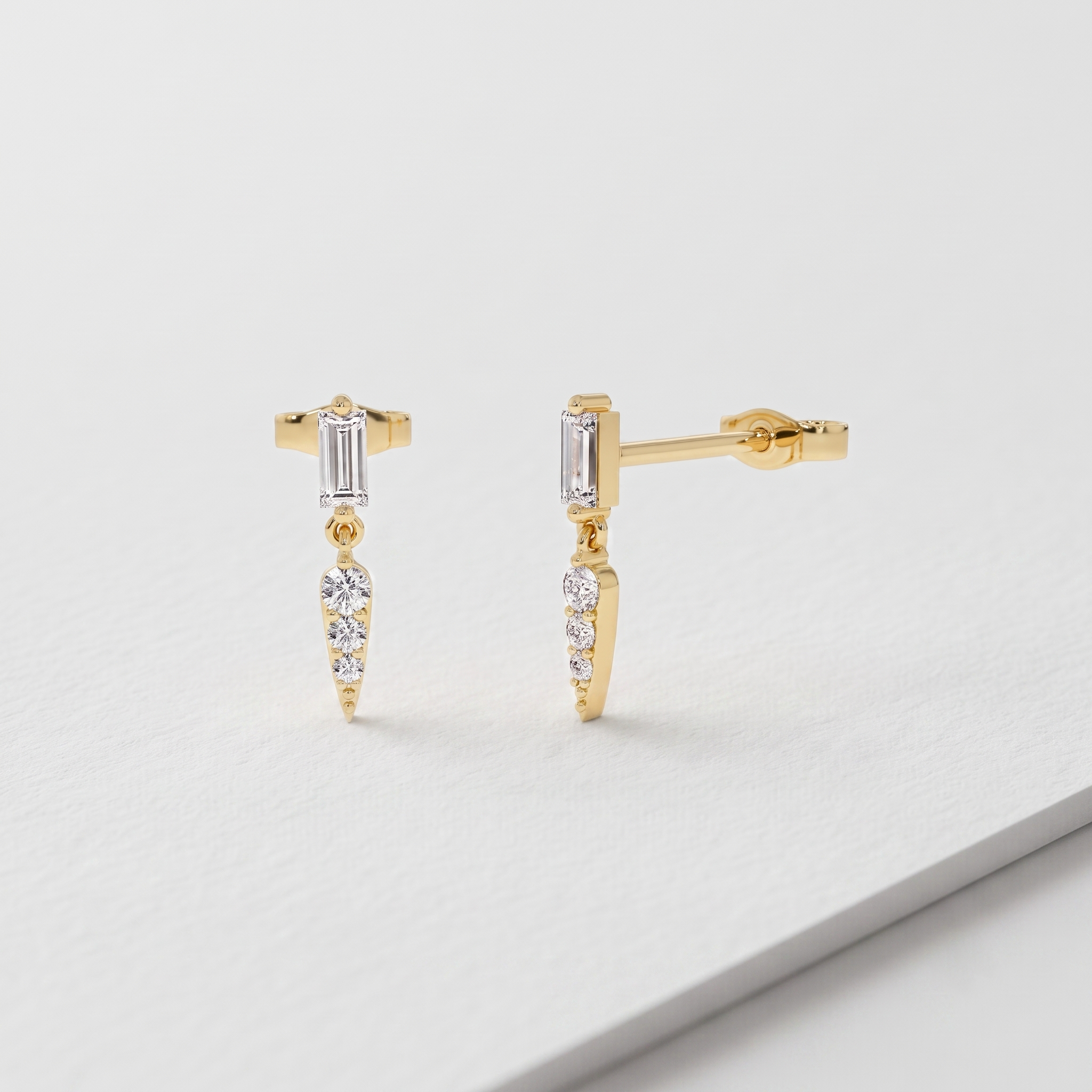 Emerald Bar Drop Earrings