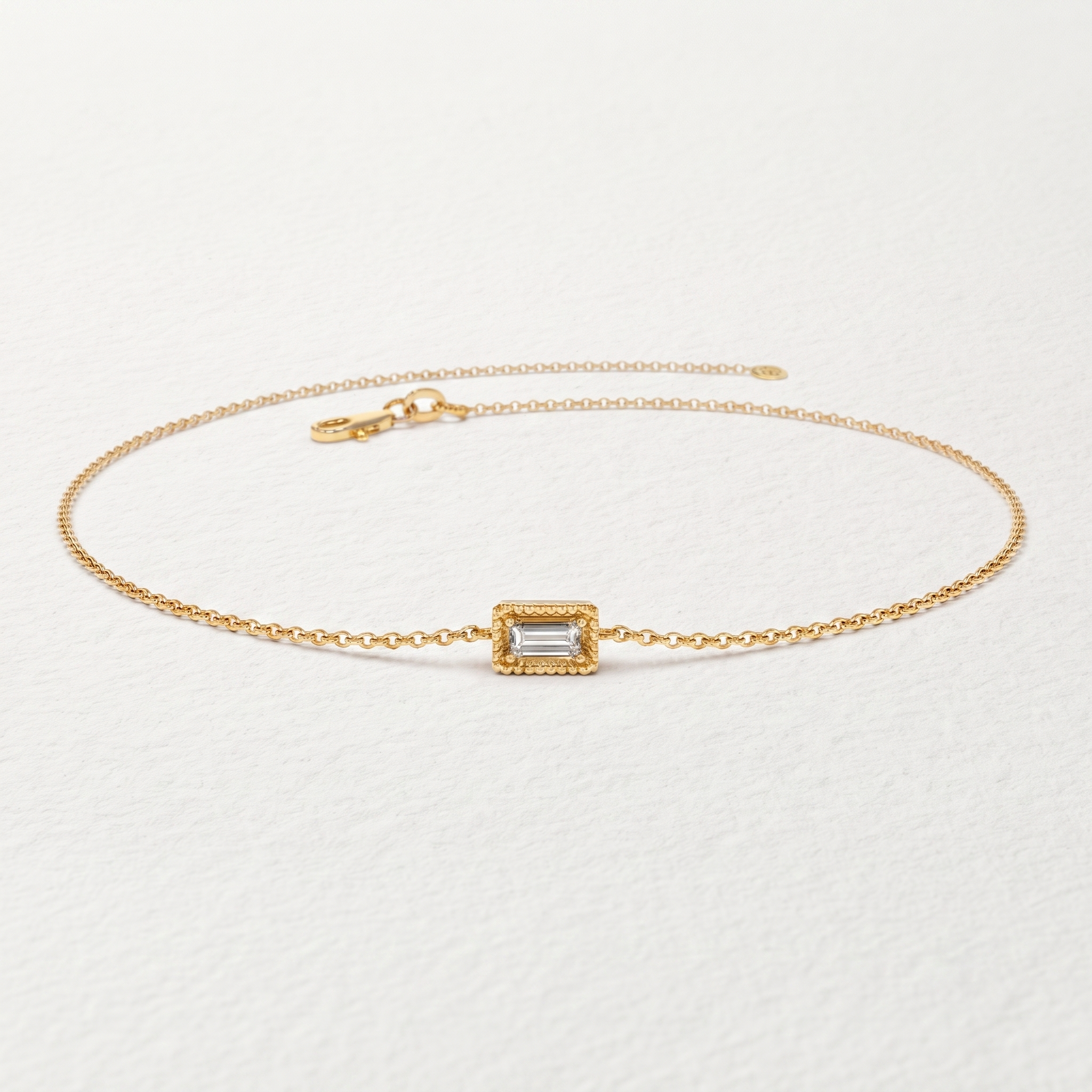 Emerald Cut Diamond Chain Bracelet
