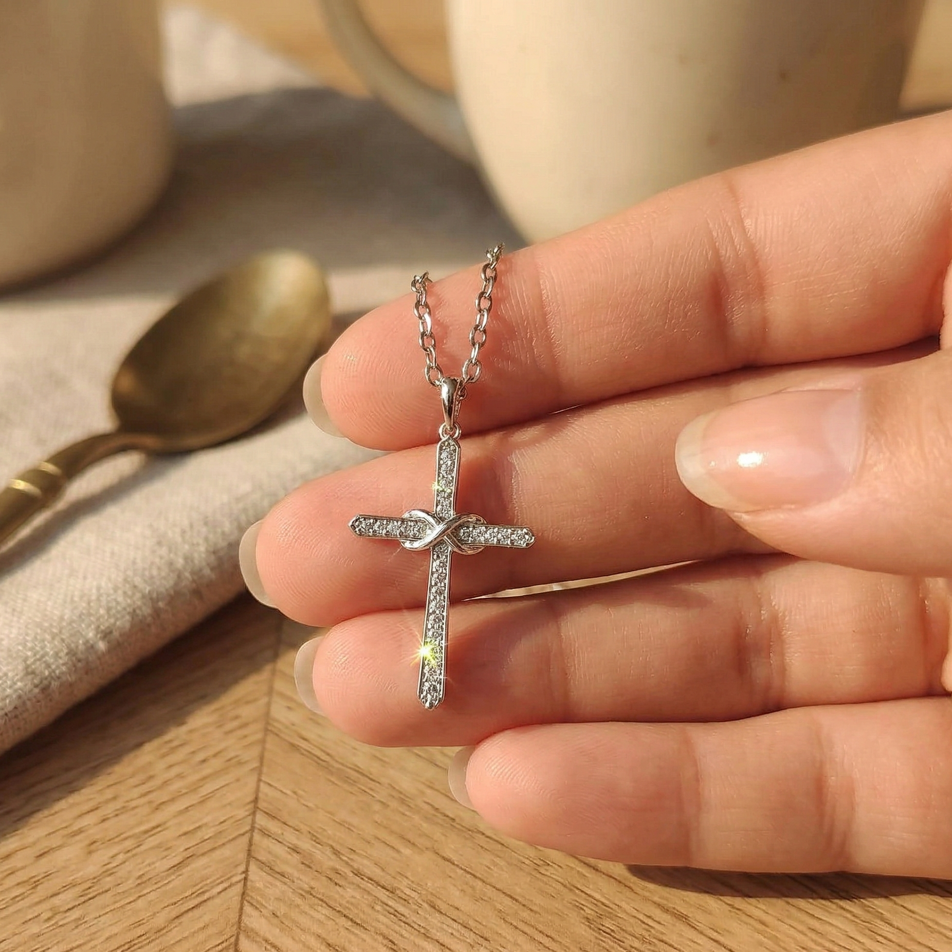 Diamond Infinity Cross Pendant